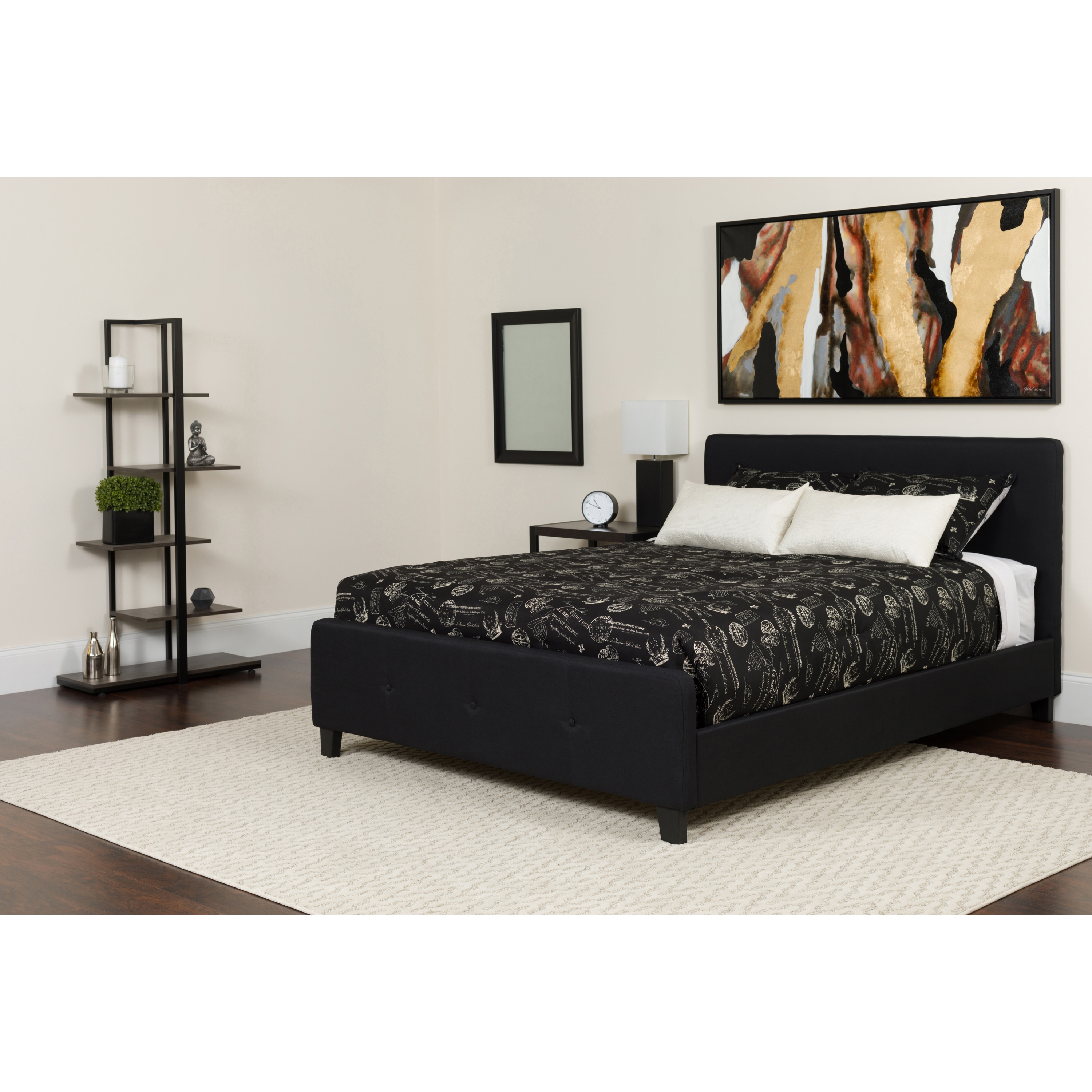 Flash Furniture 889142254577 Tribeca Black Queen Upholstered Platform Bed