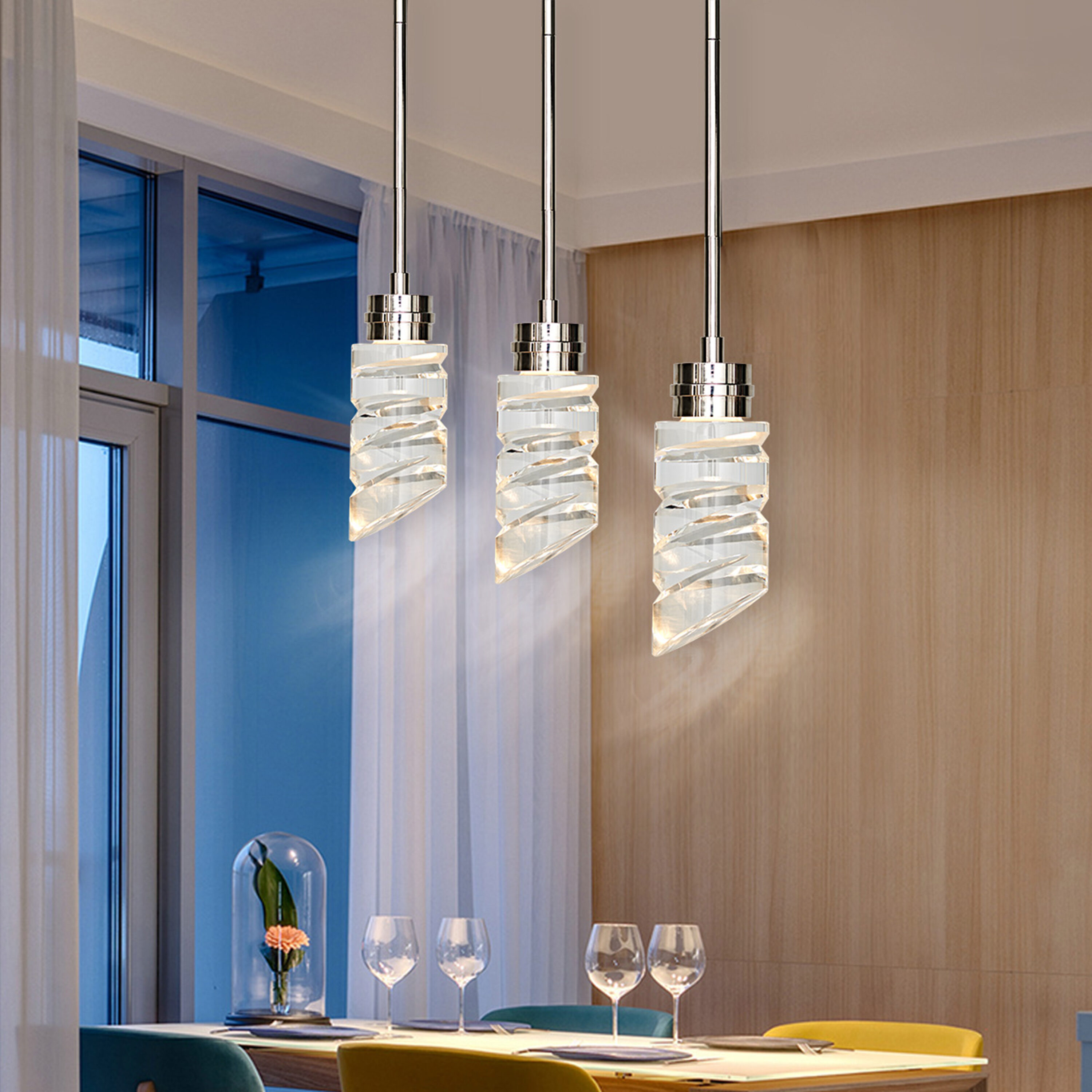 Elegant Mini LED Crystal Pendant Light in Polished Nickel