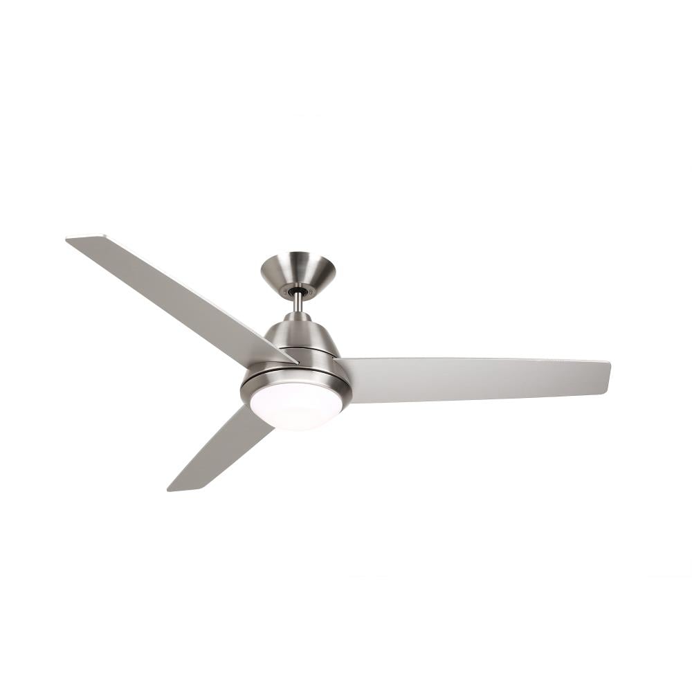 kathy ireland HOME by Luminance CF370BS Geode 52-in Brushed Steel Indoor Ceiling Fan with Light and Wall-mounted (3-Blade)