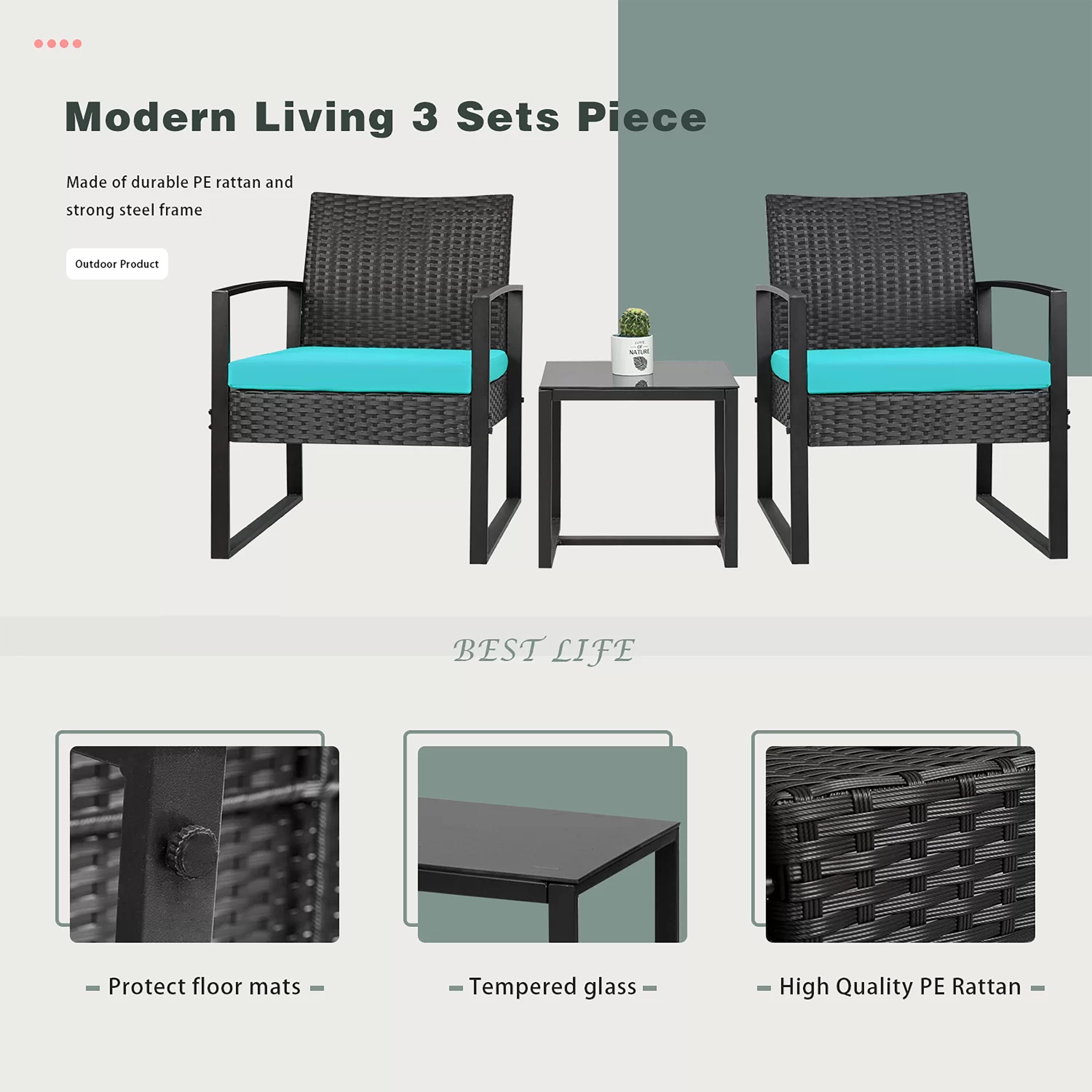 Vineego LS-LCRC813S30 Patio-Conversation-Sets - View #3
