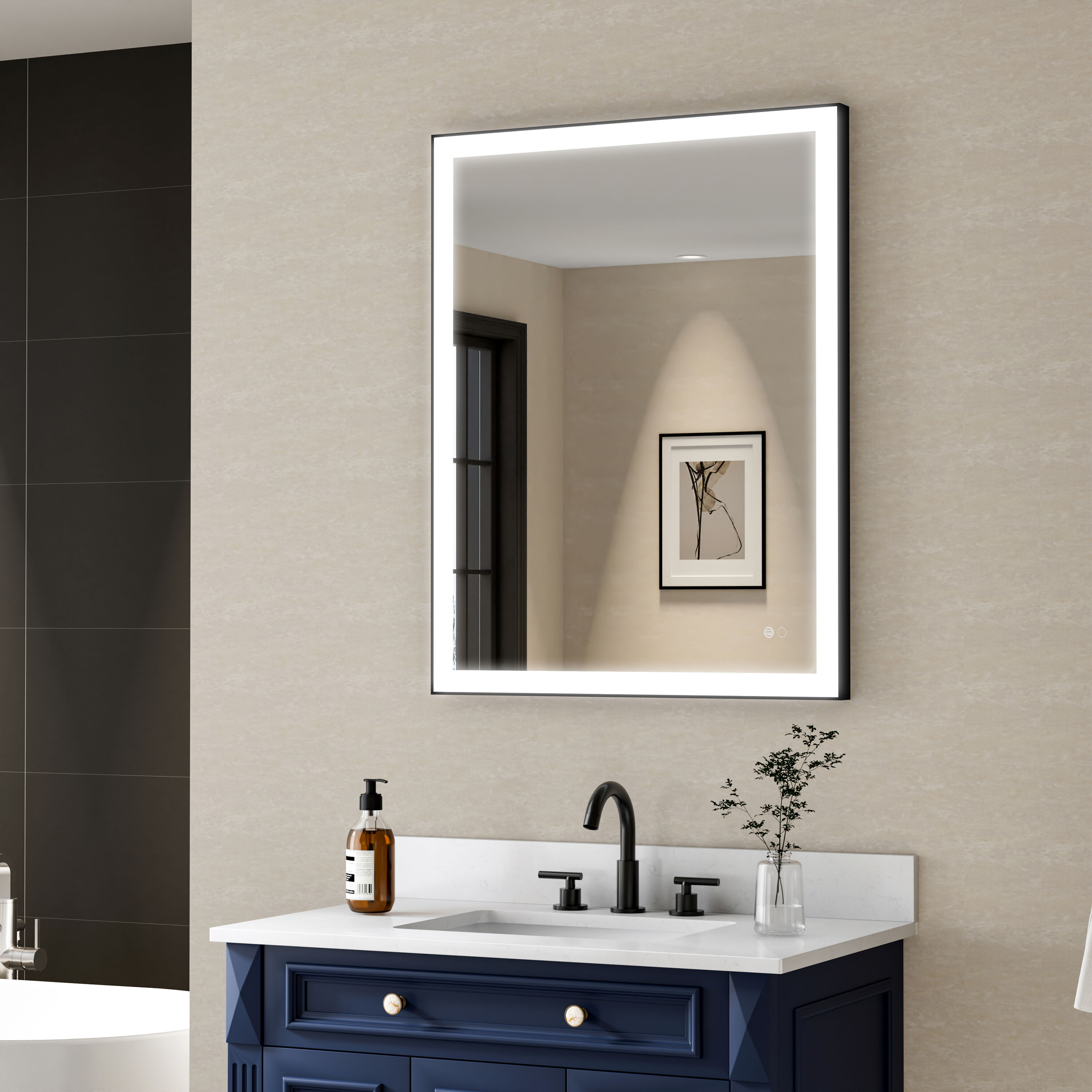 WELLFOR W5FM2836MB Framed-Bath-Mirrors - View #3