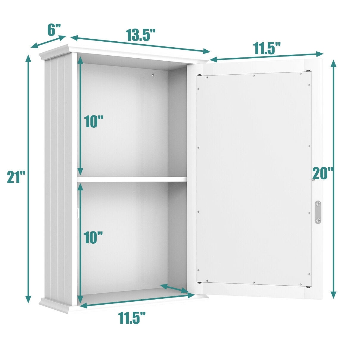 WELLFOR CY bathroom cabinet 13.5-in x 21-in Surface Mount White ...