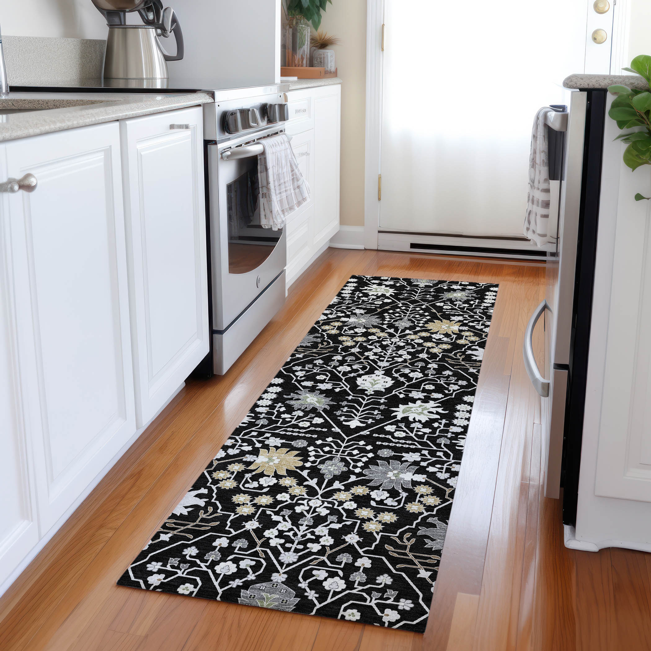 Addison Rugs ACN1009BK2X8 Chantille ACN1009BK 2 x 7 (ft) Polyester Black Rectangular Indoor/Outdoor Geometric Machine washable Runner rug