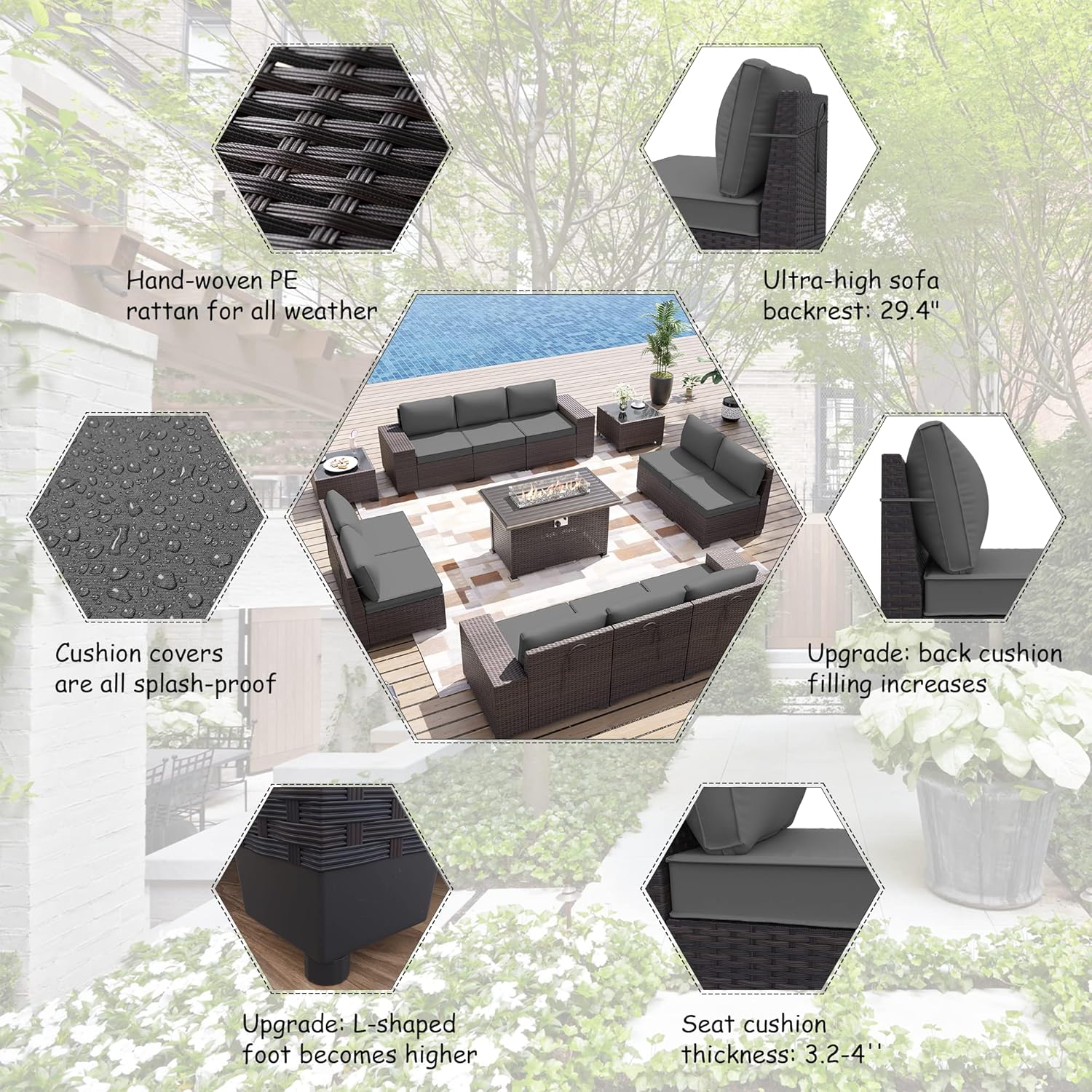 ALAULM LS-12PCS+FP-GREY Patio-Conversation-Sets - View #5