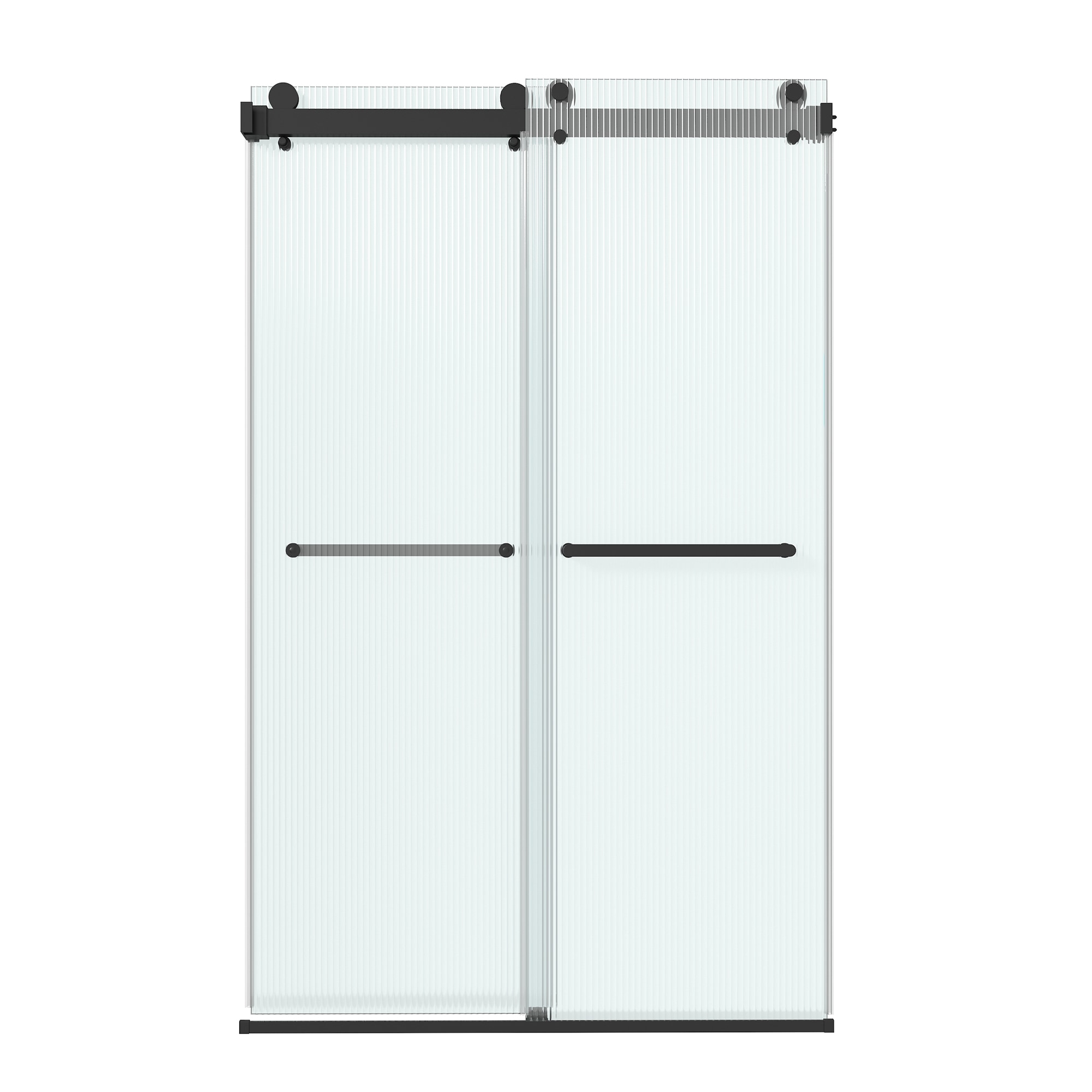 CASAINC CA13DE014876MB Matte Black 47-in to 48-in W x 76-in H Frameless Fluted Glass Bypass Sliding Shower door