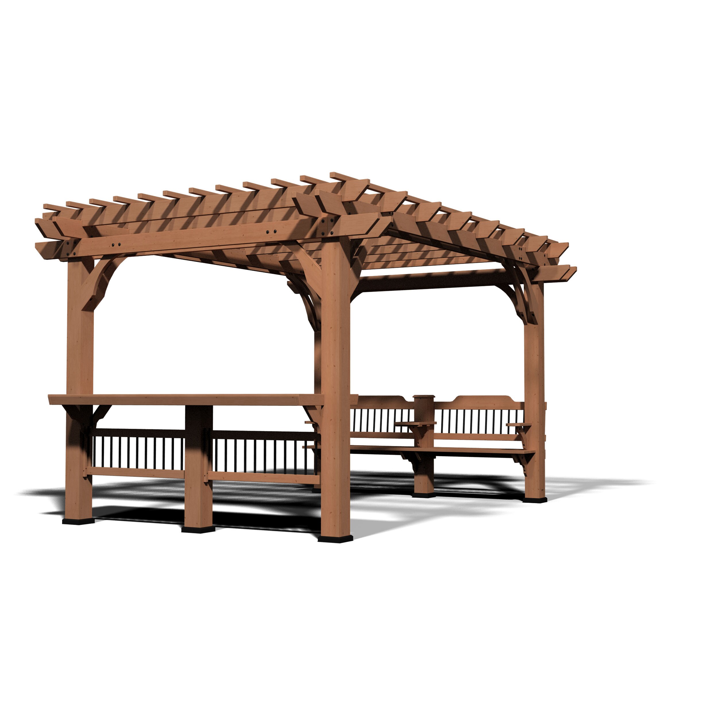 Backyard Discovery 10' x 14' Oasis Pergola 10-ft W x 14-ft L x 7-ft  10-3/4-in Brown Wood Freestanding Pergola in the Pergolas department at  