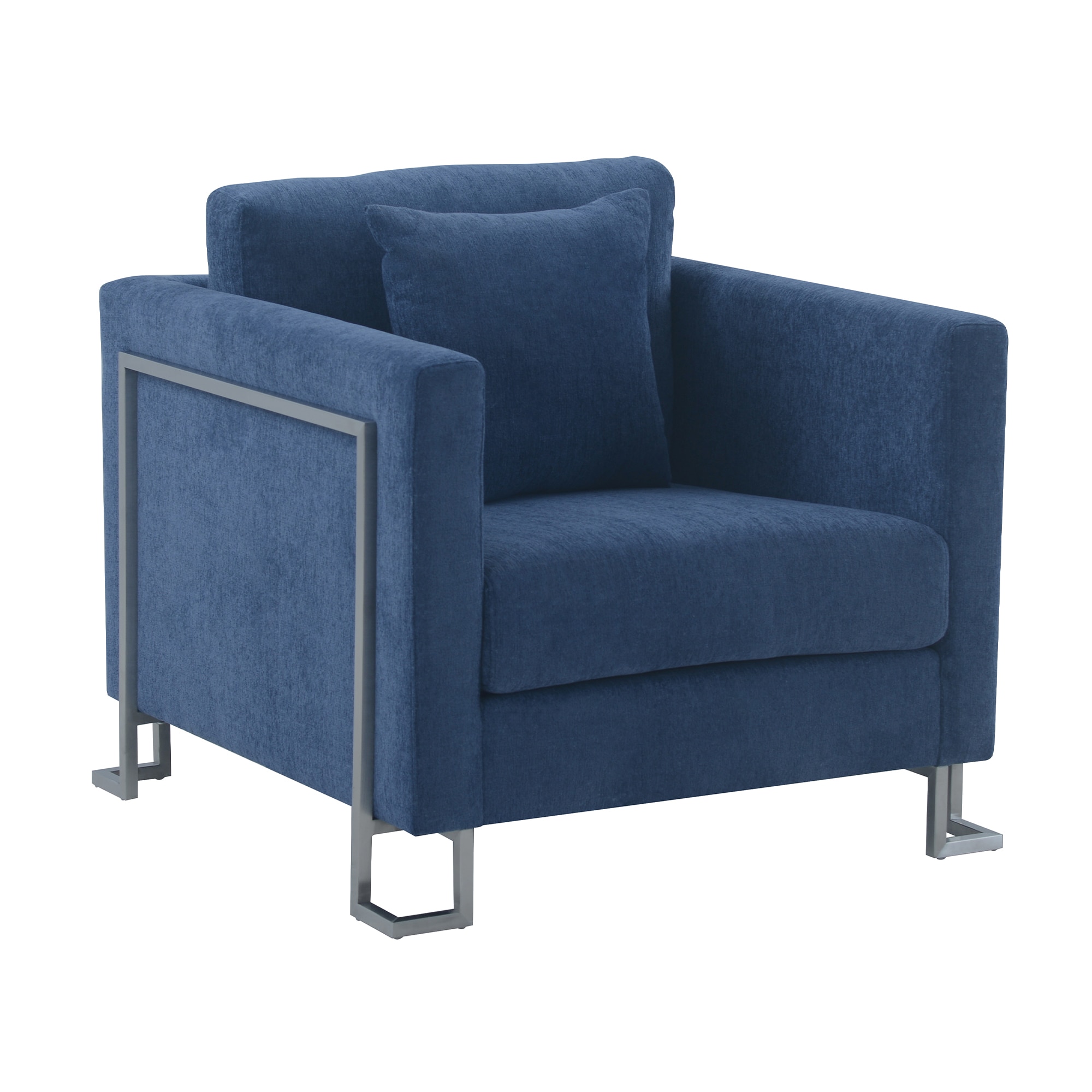 Armen Living LCHT1BLUE Modern Stainless Steel Accent Chair