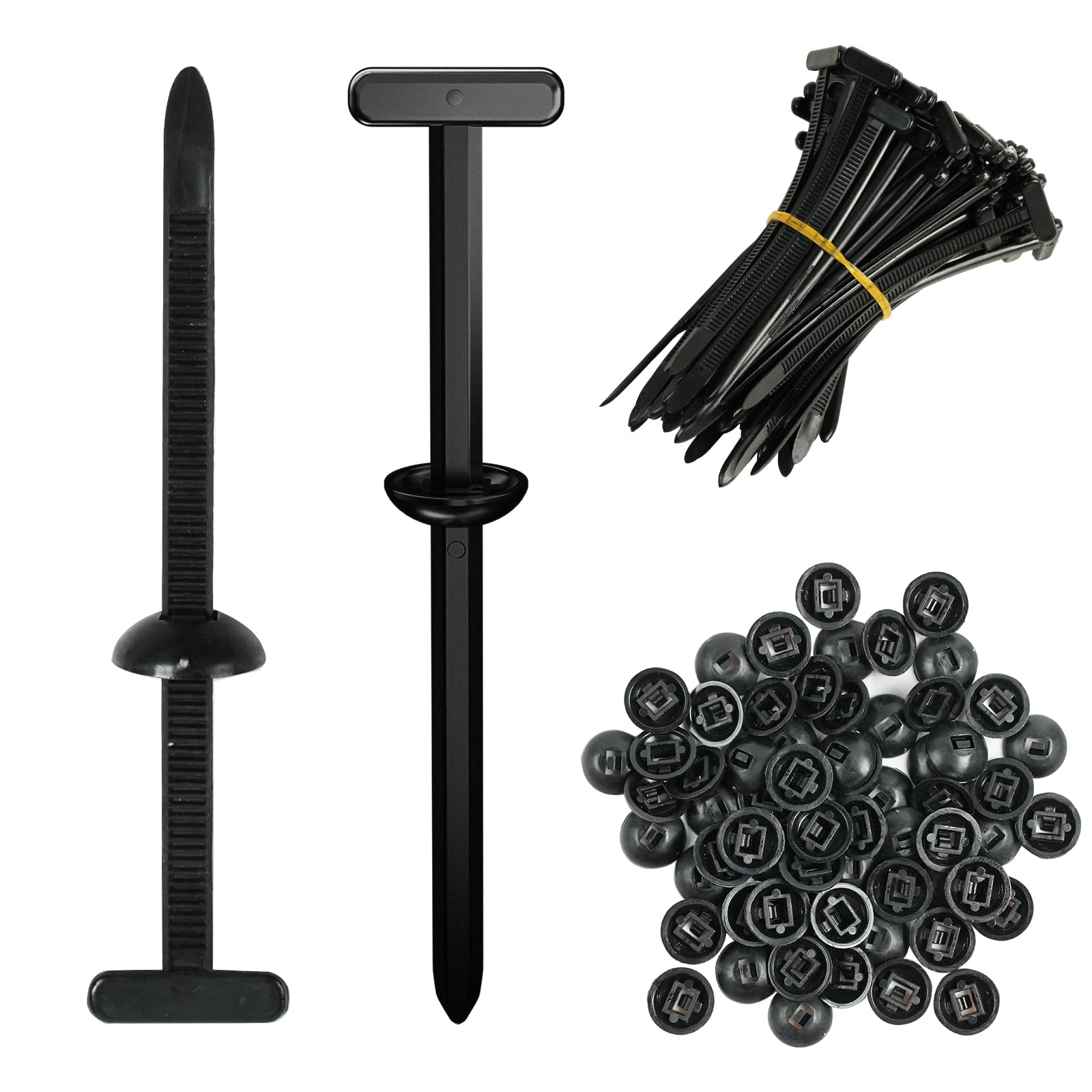 Afoxsos  50PCS Nylon Universal Cable Tie Buckle Heavy Duty Self Locking Zip Ties with Button Lock UV Resistant Fasteners for Car Fender Trunk