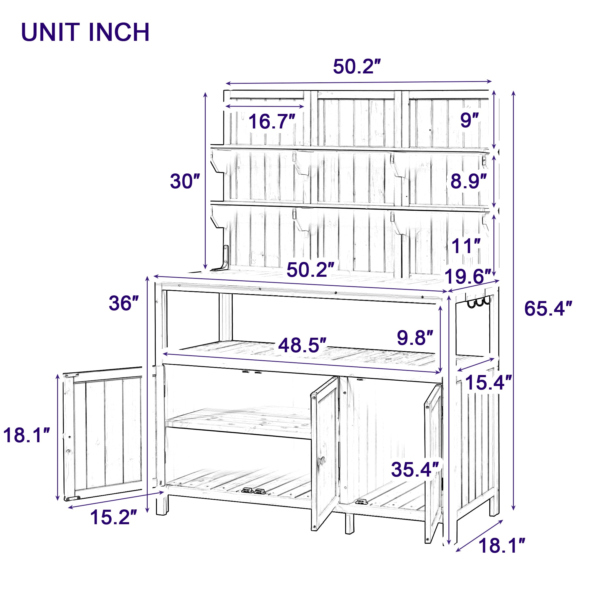 AHIOU HOME ZAAHG-P233280DPB Potting-Benches - View #12