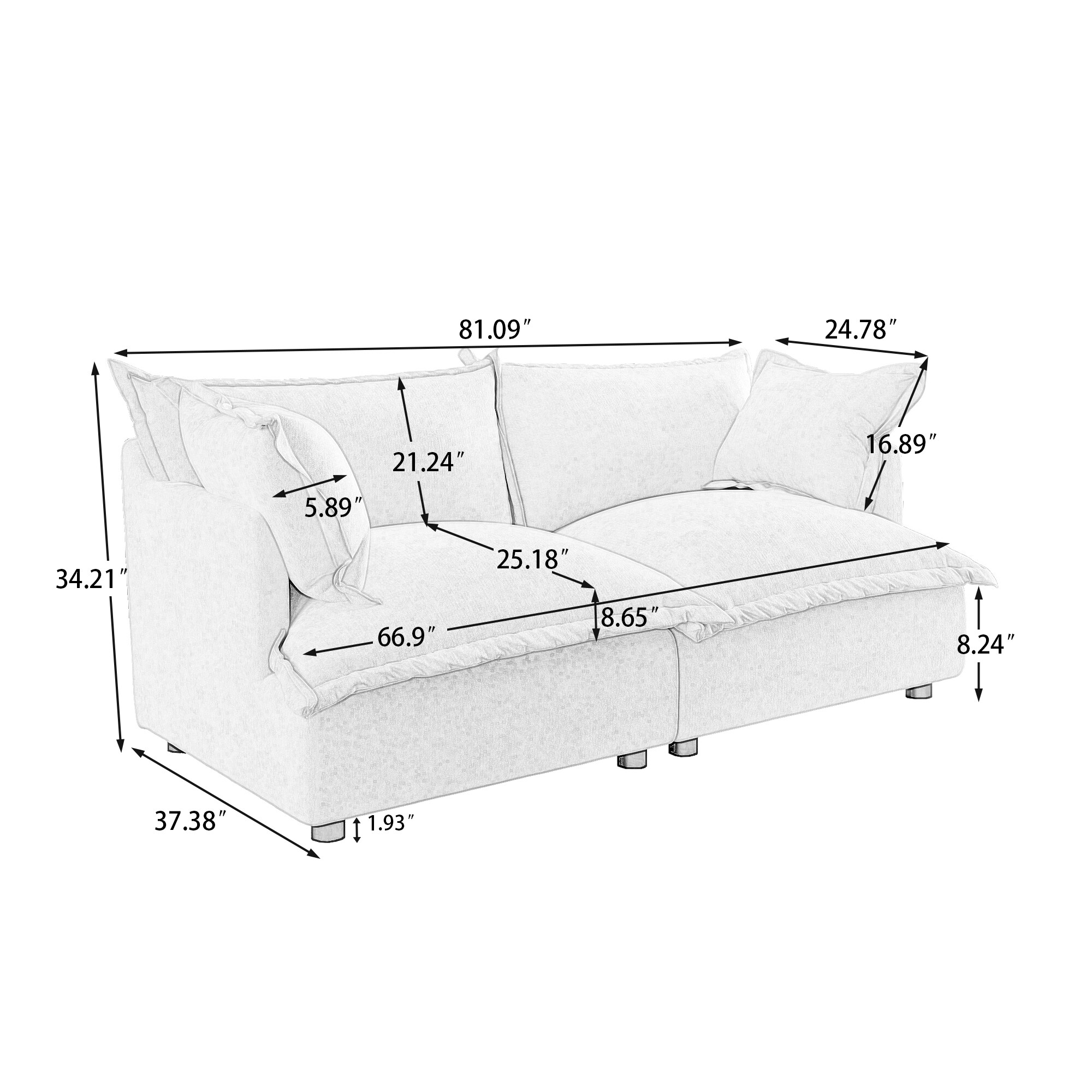 Dreamsidea CS11-GRA-AC-LR Sofas-Loveseats - View #7