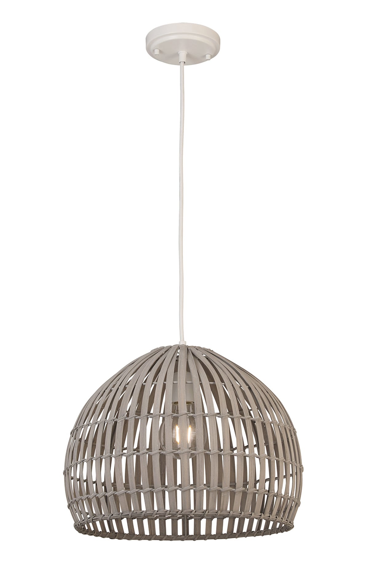 allen + Vale White with Light Gray Shade Traditional Bell Pendant Light in the Pendant Lighting department at Lowes.com