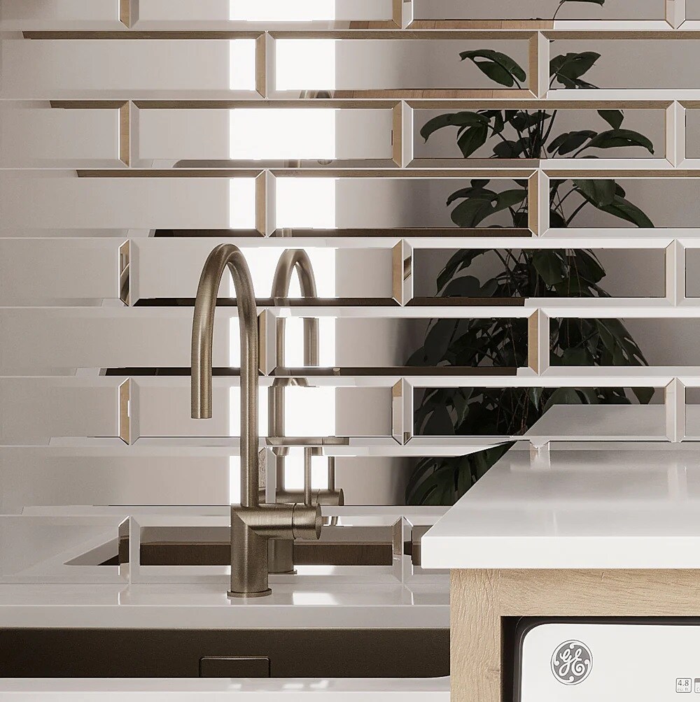 Glister 3" x 12" Polished Silver Glass Subway Wall Tile
