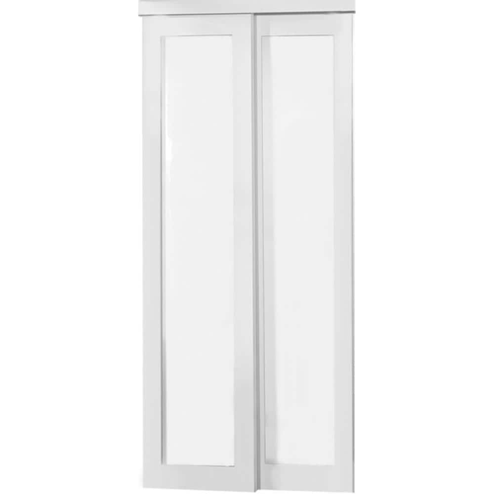 Euro 48-in x 80-in White Frosted Glass Prefinished Mdf Sliding Door Hardware Included | - RELIABILT 449373