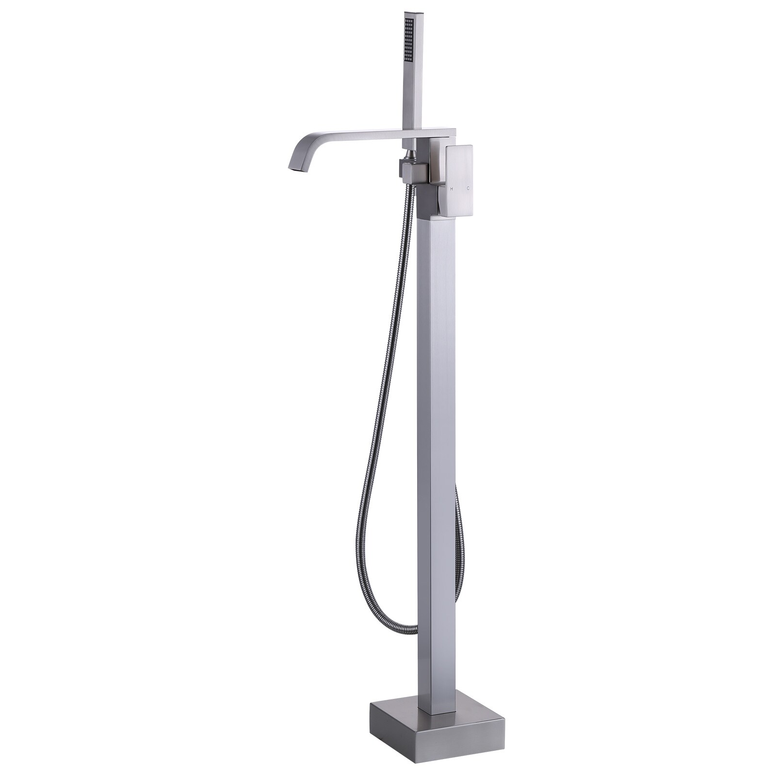 WOWOW 3082100 Brushed Nickel 1-handle Freestanding Waterfall Bathtub Faucet with Hand Shower ( Valve Included )