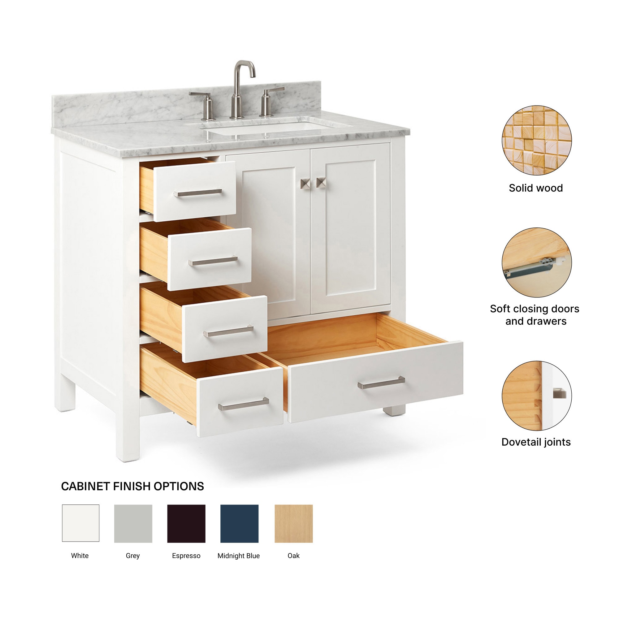 ARIEL A037SRCW2RVOWHT Bath-Vanity-Combo - View #5