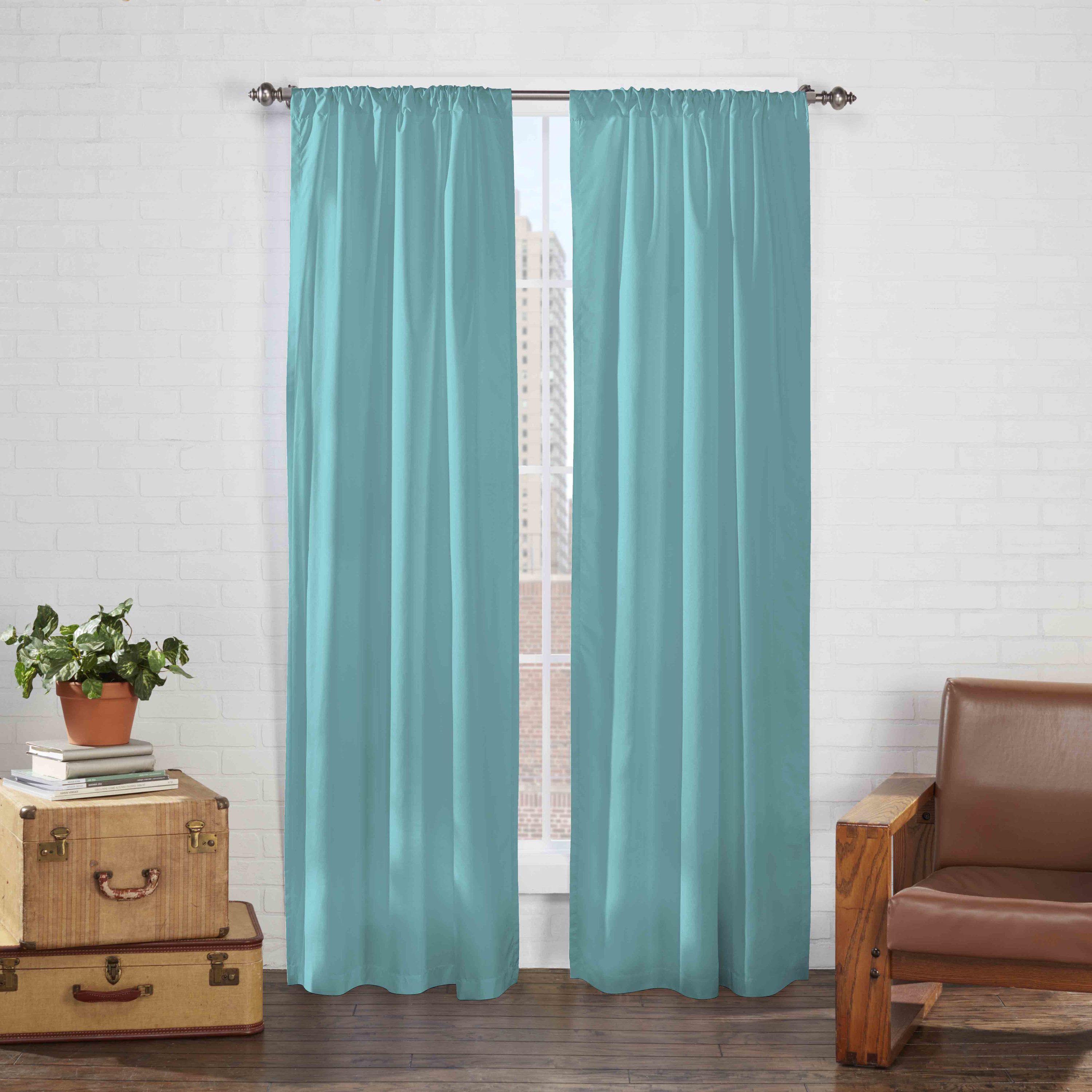 Pairs To Go 63-in Polyester Light Filtering Rod Curtain Panel Pair in the Curtains & Drapes department at Lowes.com
