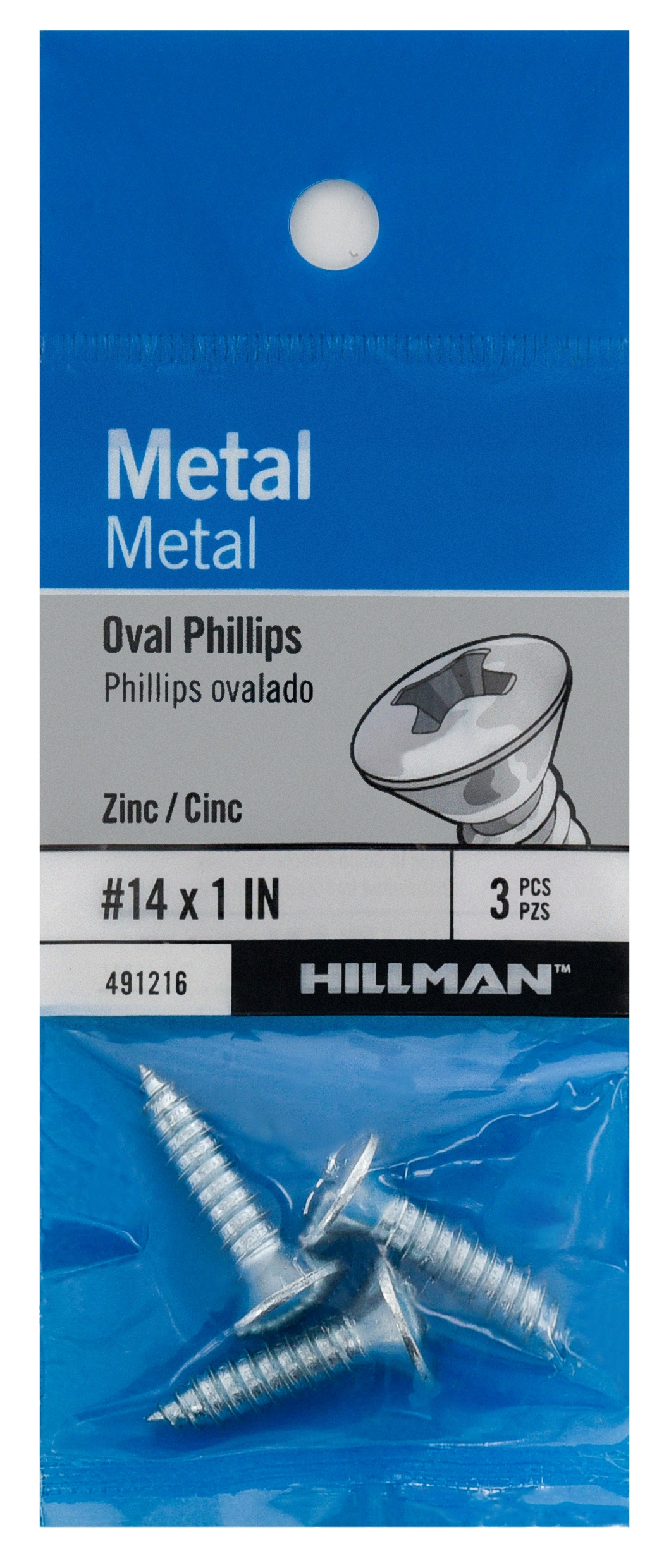 Hillman 491216 #14 x 1-in Phillips -Drive Standard Sheet Metal Screws 3 -Count