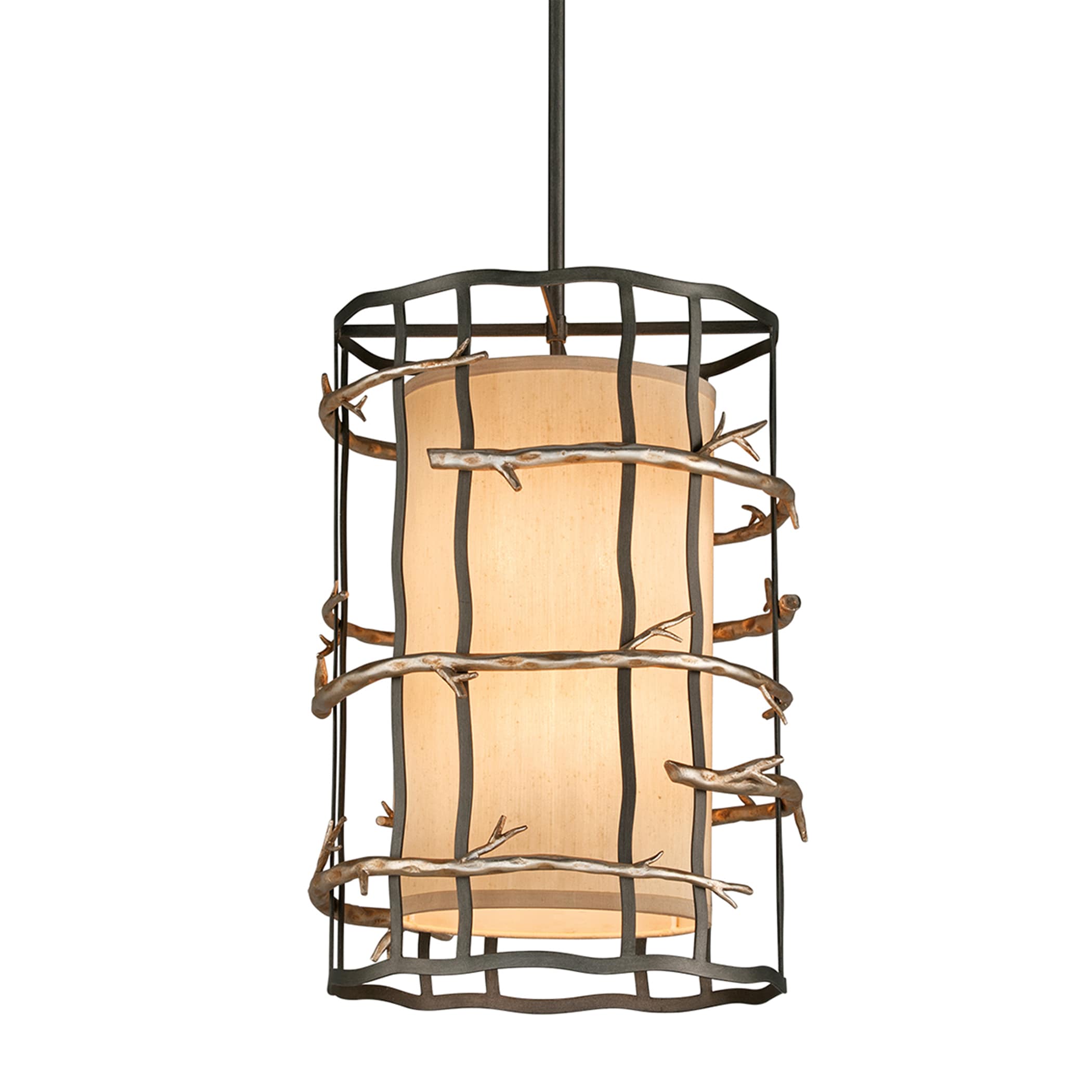Troy Lighting F2884 Adirondack 6-Light Graphite and Silver Leaf Transitional Geometric Hanging Pendant Light