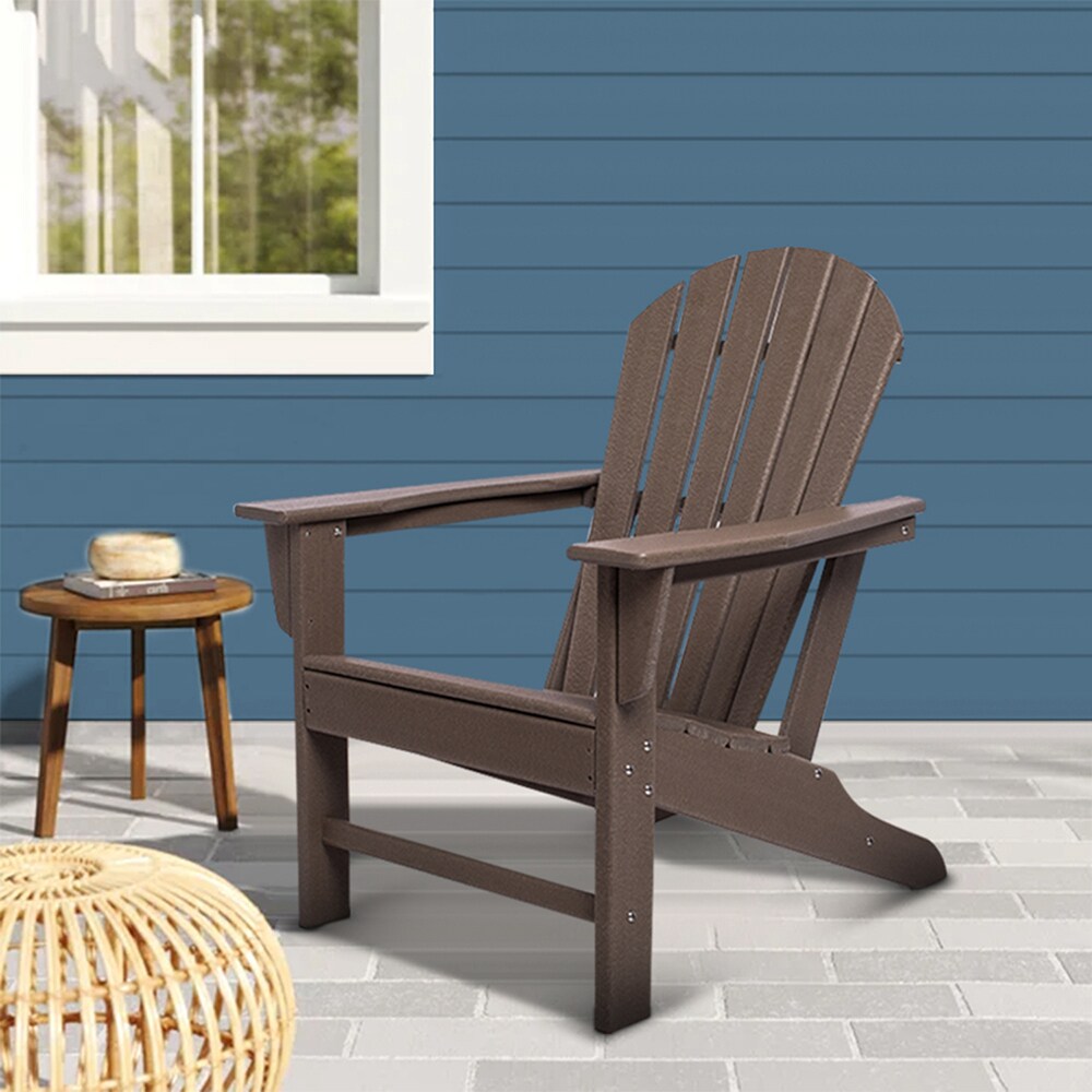 Topcraft PAK010BR Brown HDPE Frame Stationary Adirondack Chair with Solid Seat