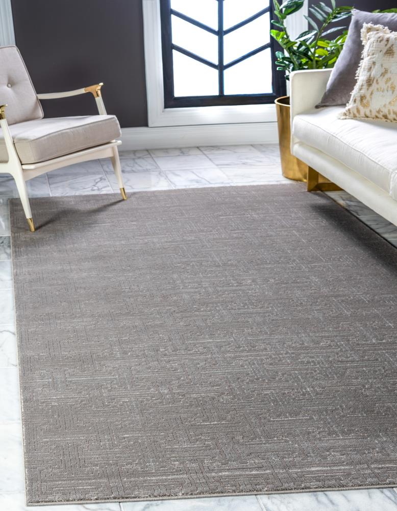 Unique Loom 3141180 Jill Zarin Park Avenue Uptown 8 x 10 (ft) Loomed Polypropylene Gray Rectangular Indoor Geometric Industrial Area rug