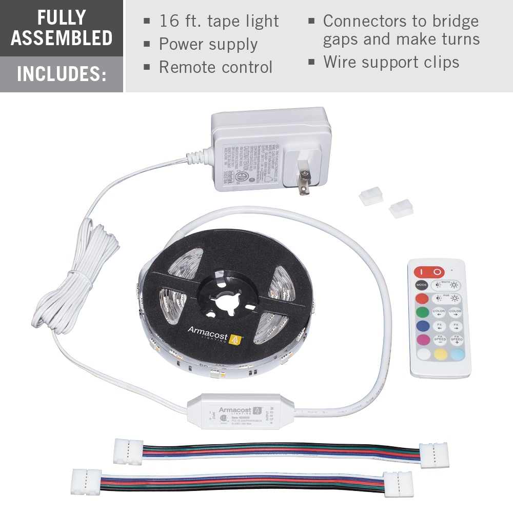 16ft Multicolor Smart LED Strip Light Kit with Remote