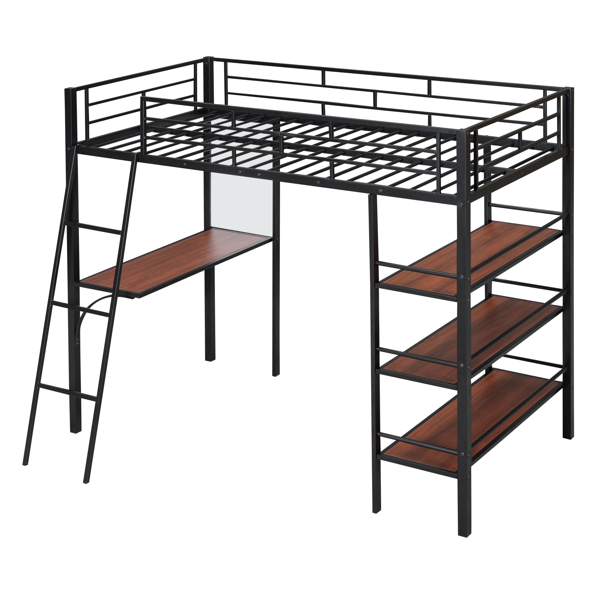 LETILY Twin Black Metal Bed Frame with Headboard