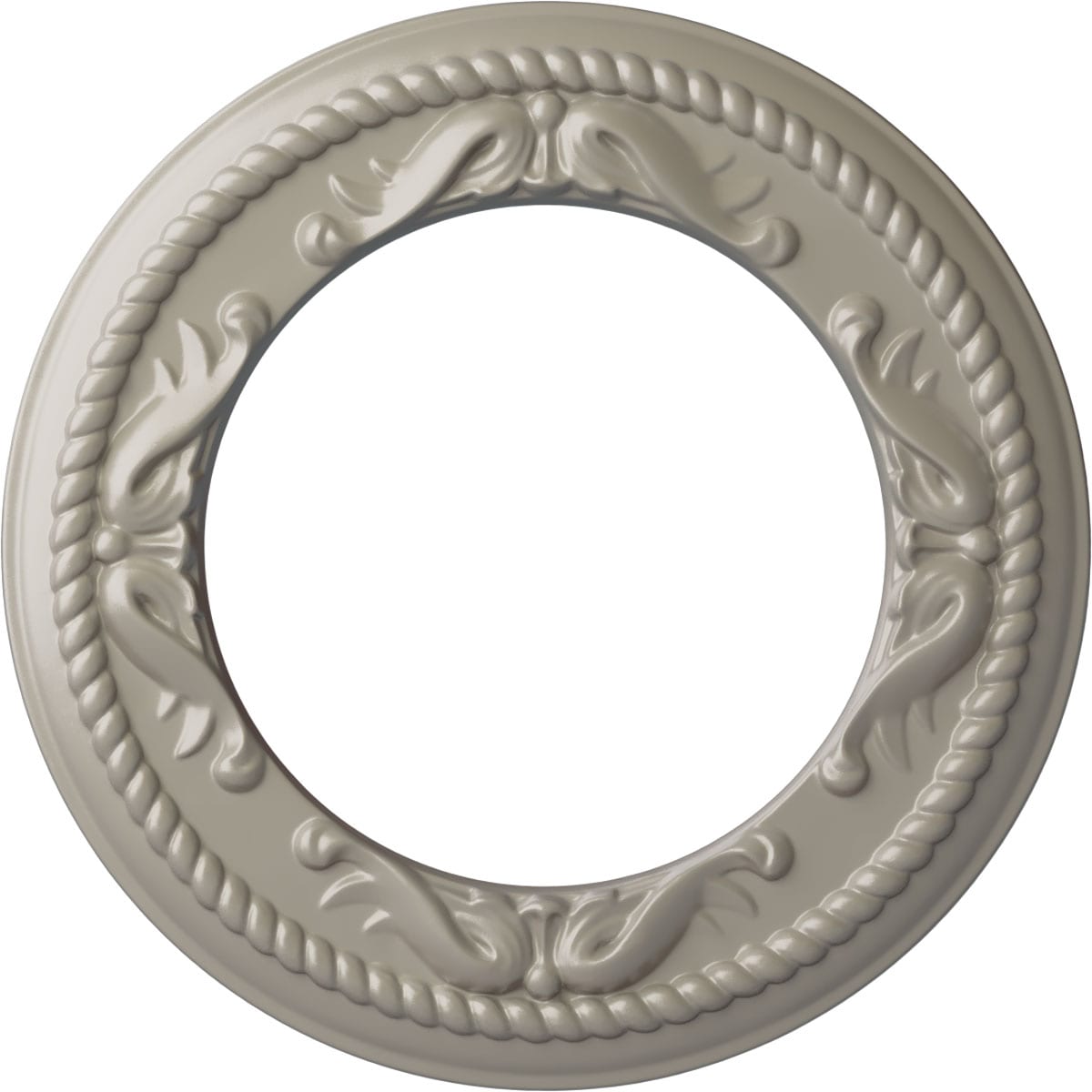 Ekena Millwork CM12MEPWS Roped Medway 12.25-in W x 12.25-in L Painted Pearl White Polyurethane Whole Ceiling Medallion