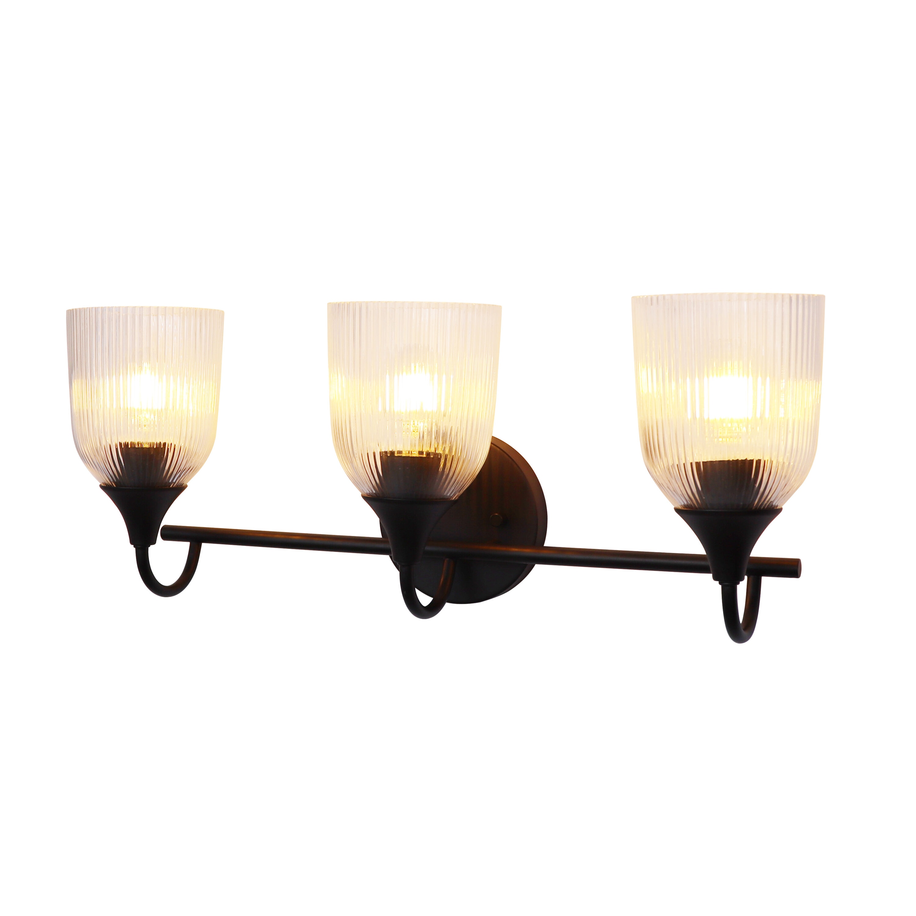 LTMATE LSWL093-MBK JAZAVA 22-in 3 -Light Matte Black Mid-century Vanity light