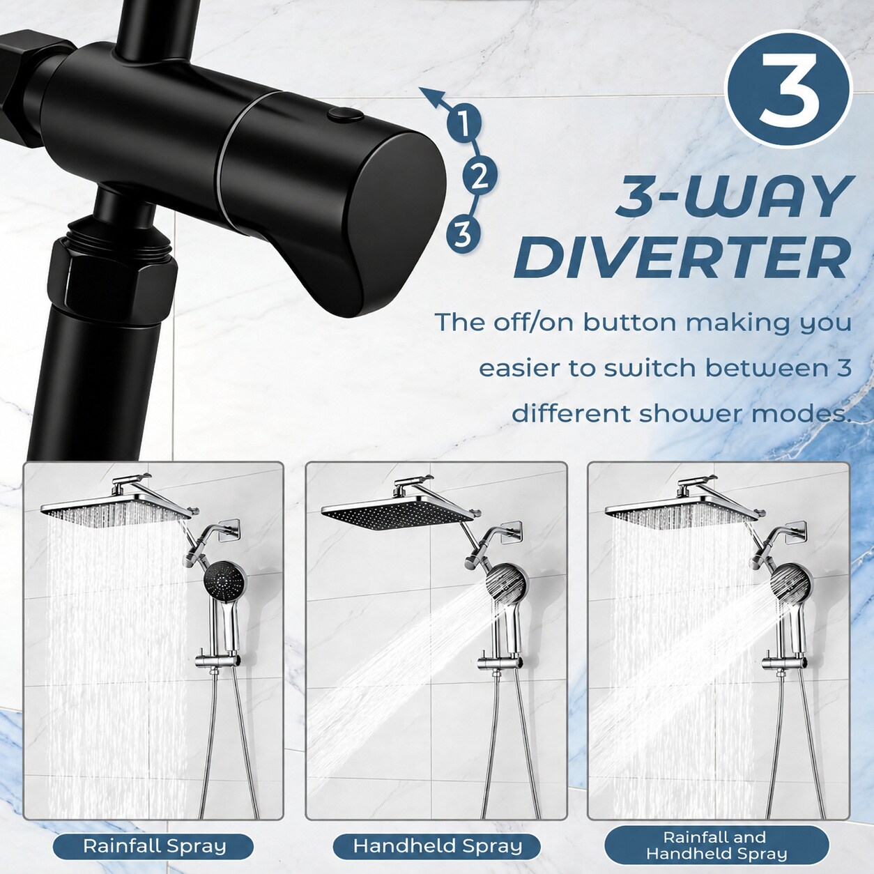 Lovav Black Rectangular 12 in High Pressure Handheld Rainfall Shower ...