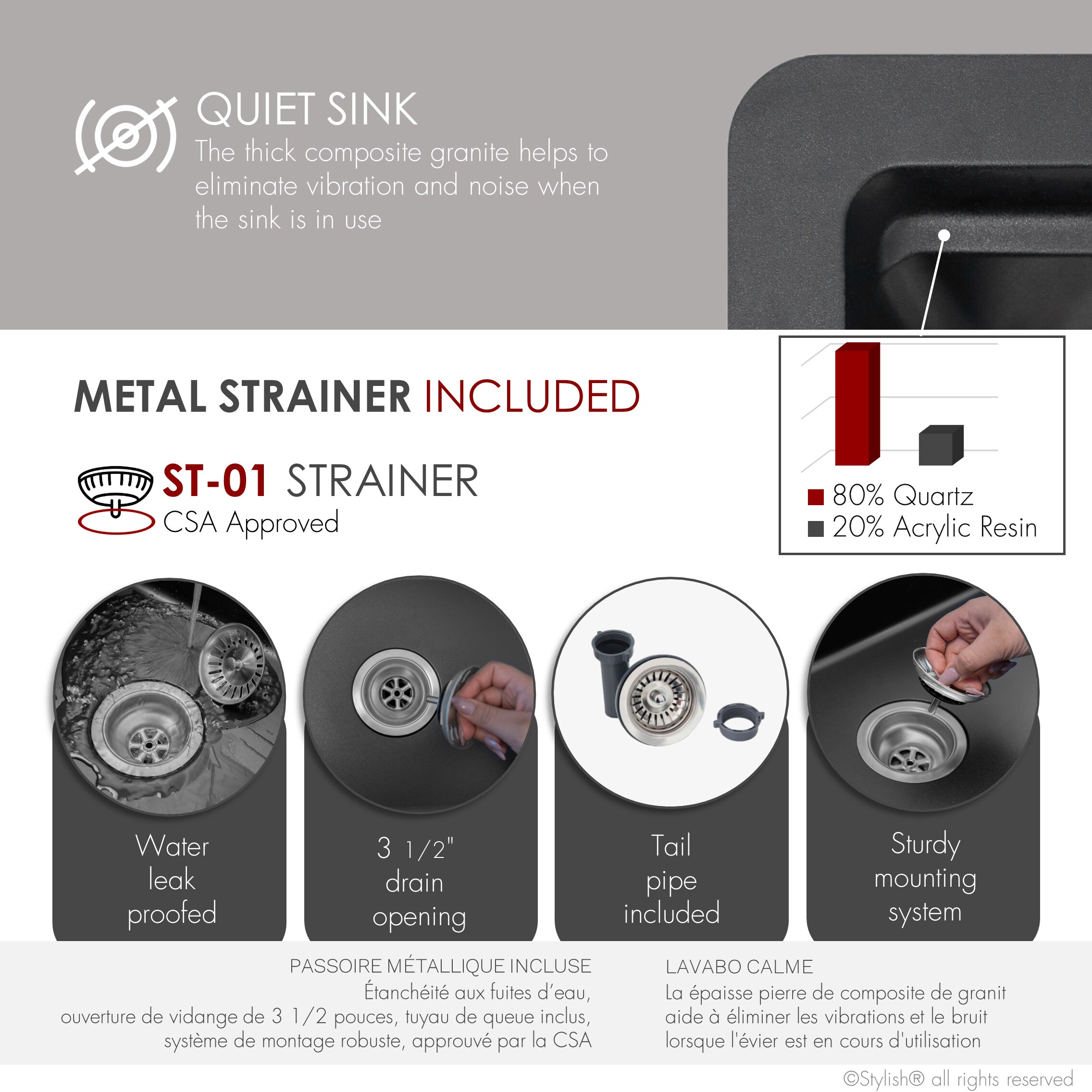 Stylish S-828WN Kitchen-Sinks - View #7