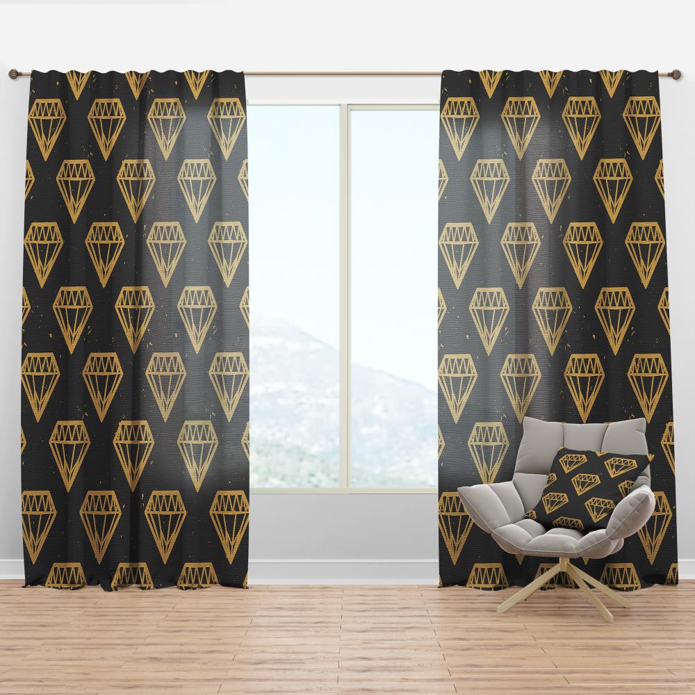 Designart CTN24554-52-95 95-Inches Gold Abstract Room darkening Thermal lined Rod pocket Single curtain panel