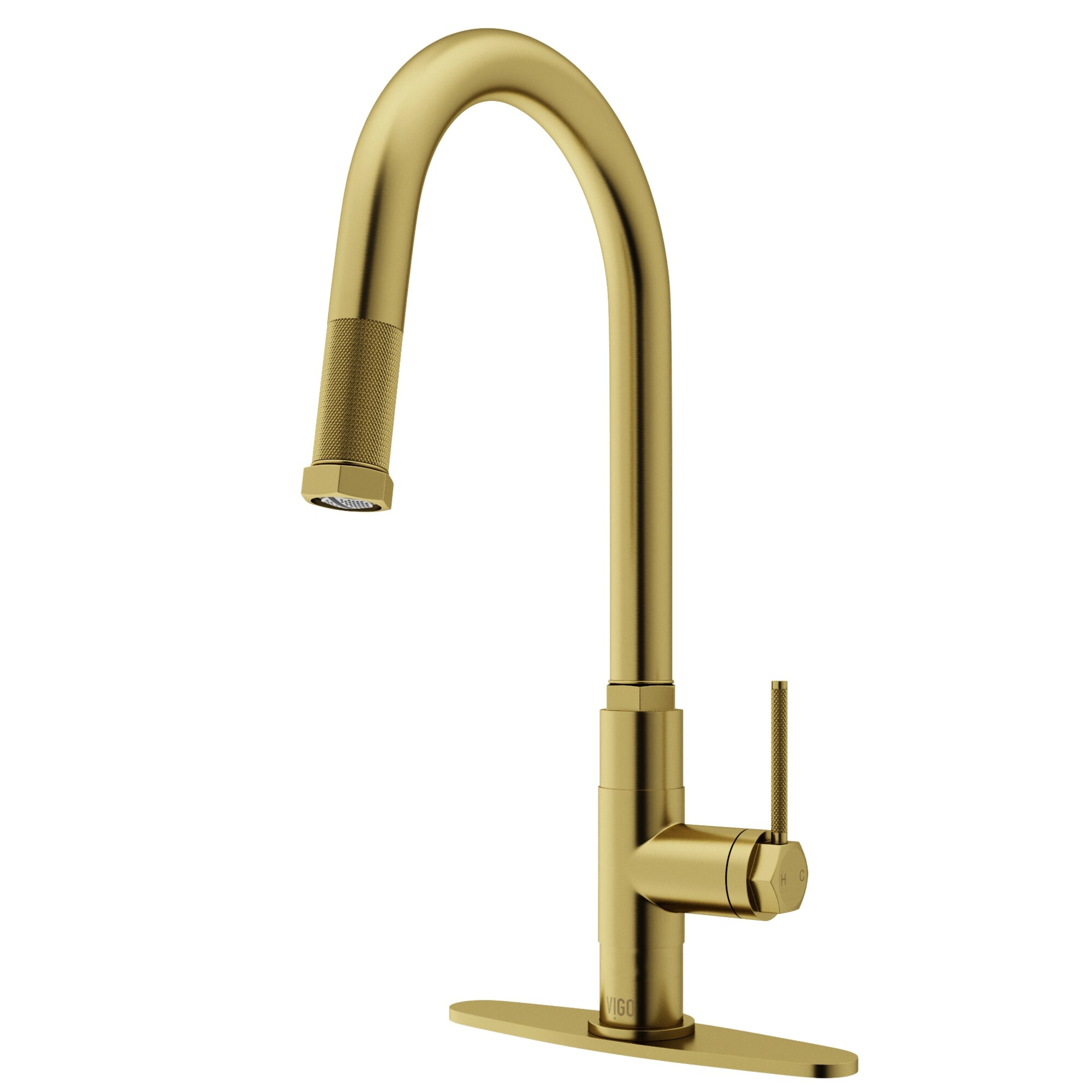 VIGO VG02035MGK1 Hart Matte Brushed Gold Single Handle Deck-mount Pull-down Kitchen Faucet ( Deck Plate Included )