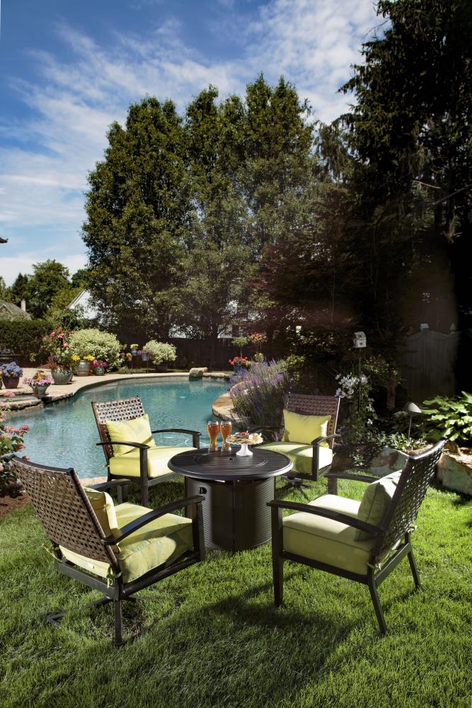 Black 36" Round Aluminum Gas Fire Pit Table