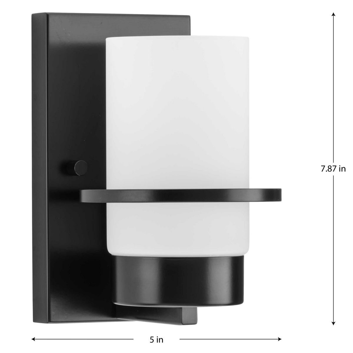 Matte Black Cylinder Outdoor Wall Sconce with White Glass Shade