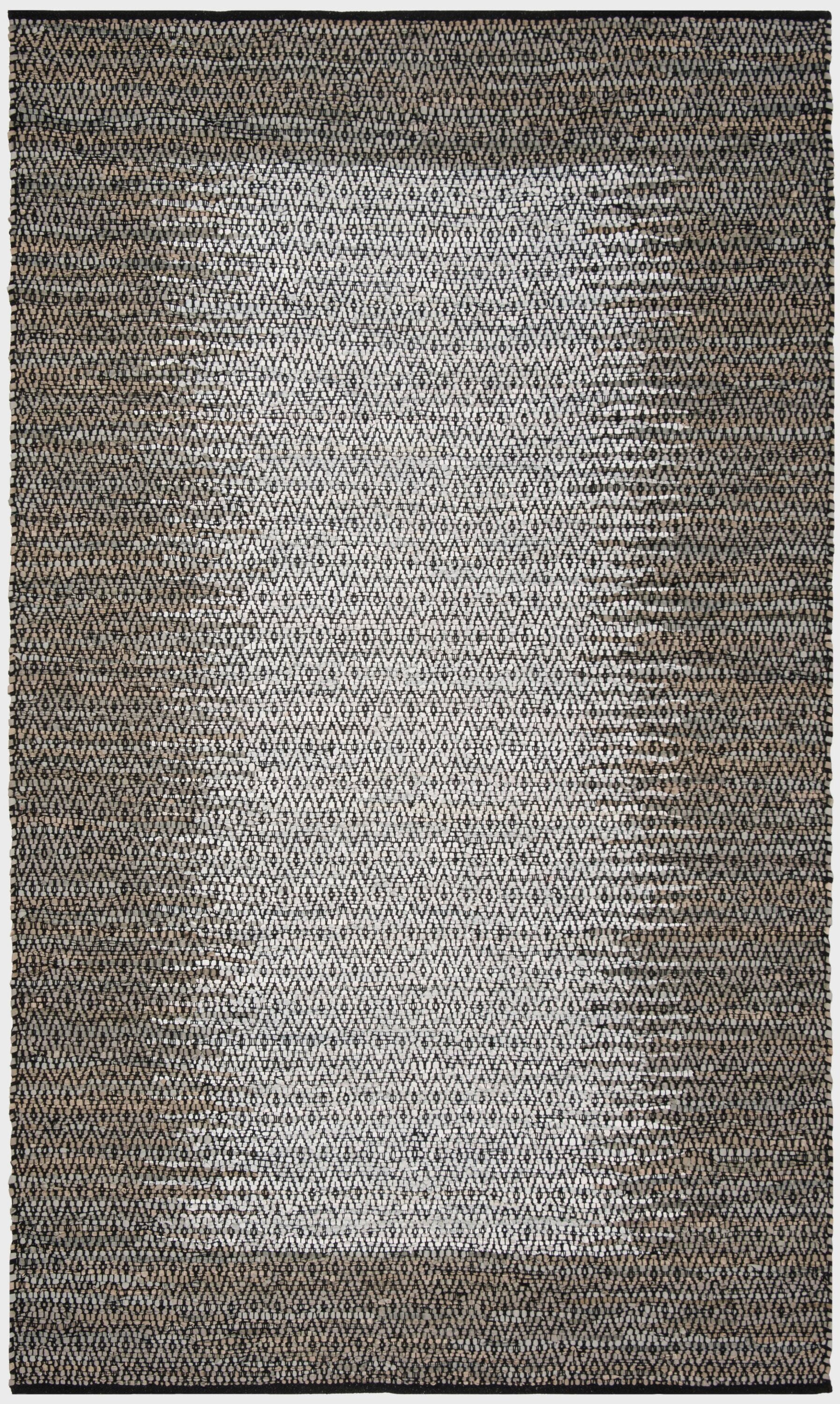 Safavieh VTL387A-3 Vintage Leather Deaver 3 x 5 (ft) Leather Light Gray/Gray Rectangular Indoor Border Coastal Throw rug