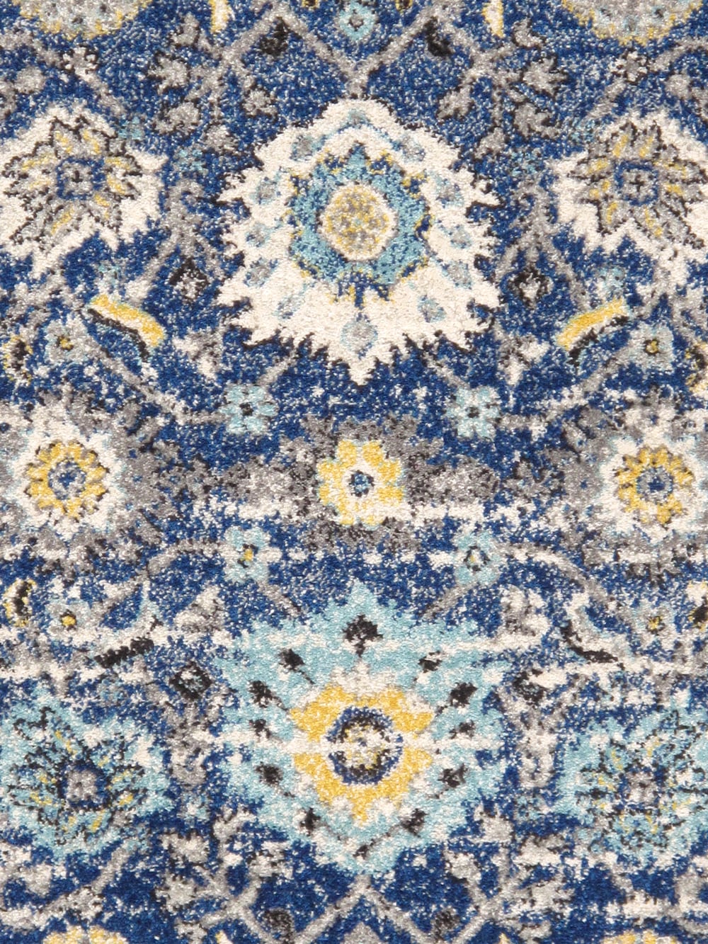 Silver and Blue Rectangular Synthetic Oriental Rug 4' x 6'