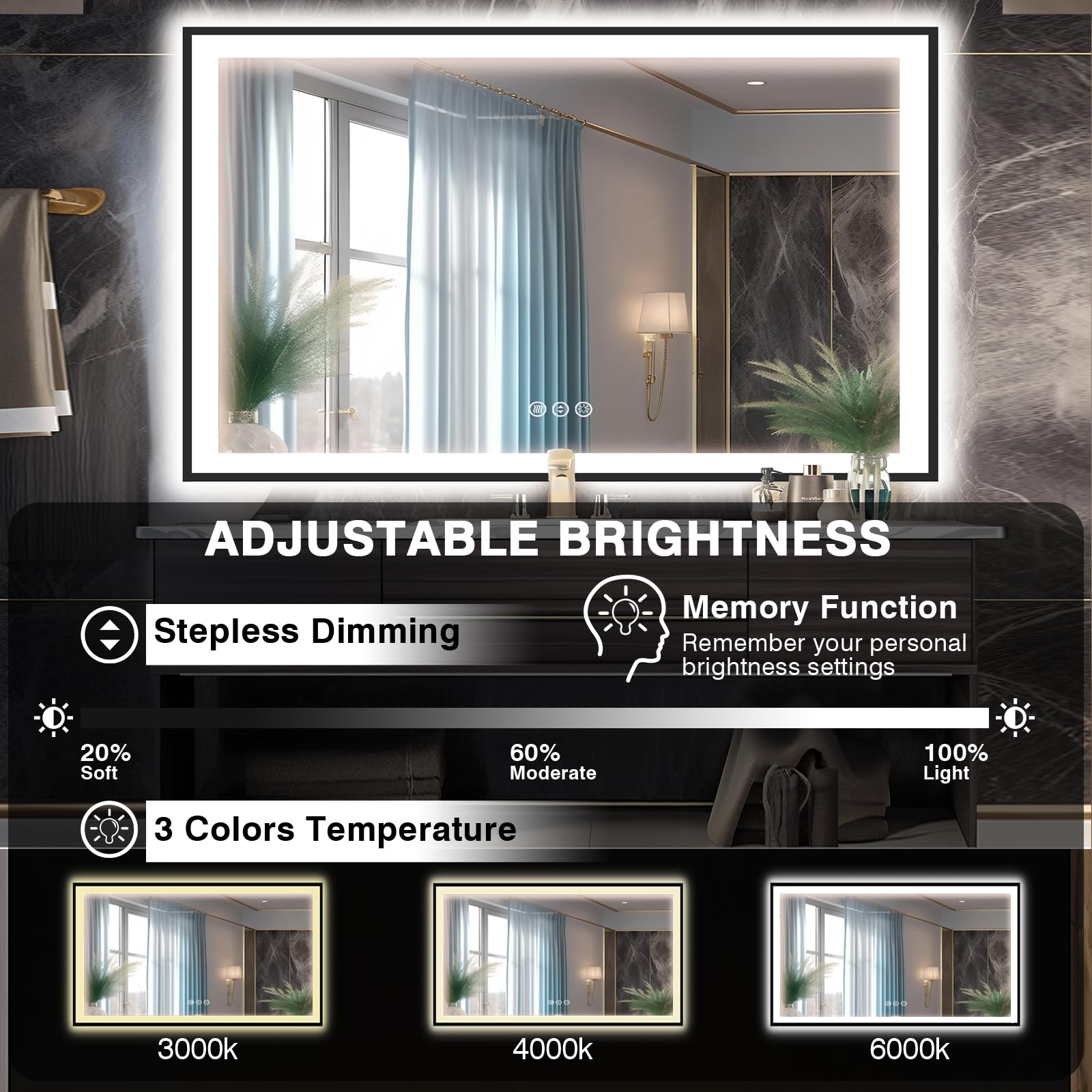 Lukvuzo LLU0713L108 Framed-Bath-Mirrors - View #5