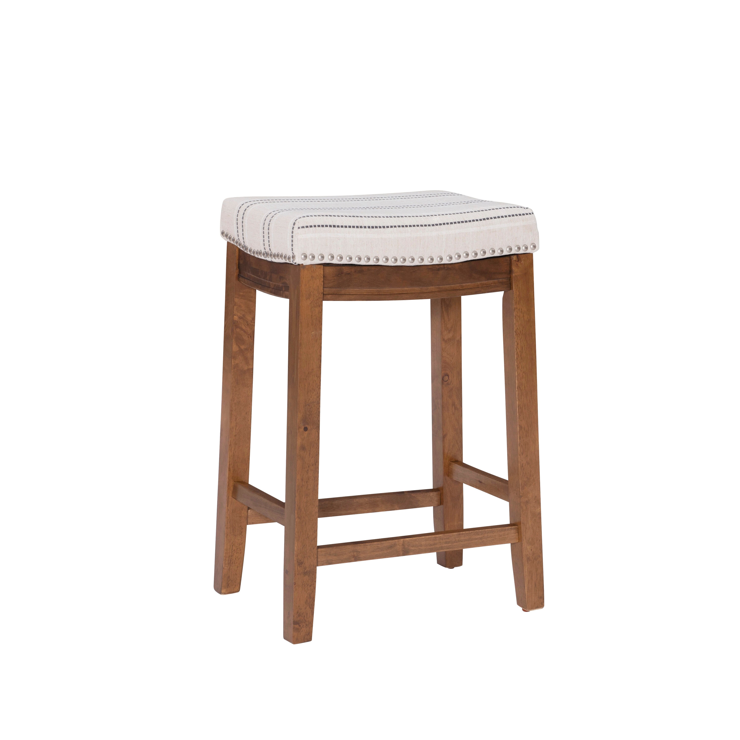 Linon CS229NAT01U Claridge Natural Counter Stool Dark Brown Wood 26.0-in H Counter height Saddle seat Upholstered Wood Bar Stool
