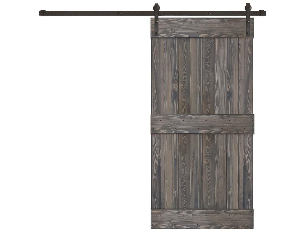 Creative Entryways CP2120-3684-10B 36-in x 84-in Charcoal Plank Pine Wood Solid core Single Barn Door (Hardware Included)