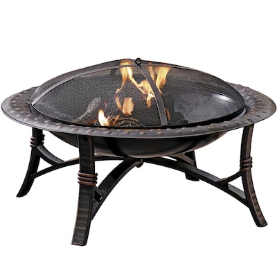 Garden Treasures 35 In W Black High Temperature Painted Steel Wood Burning Fire Pit In The Wood Burning Fire Pits Department At Lowes Com
