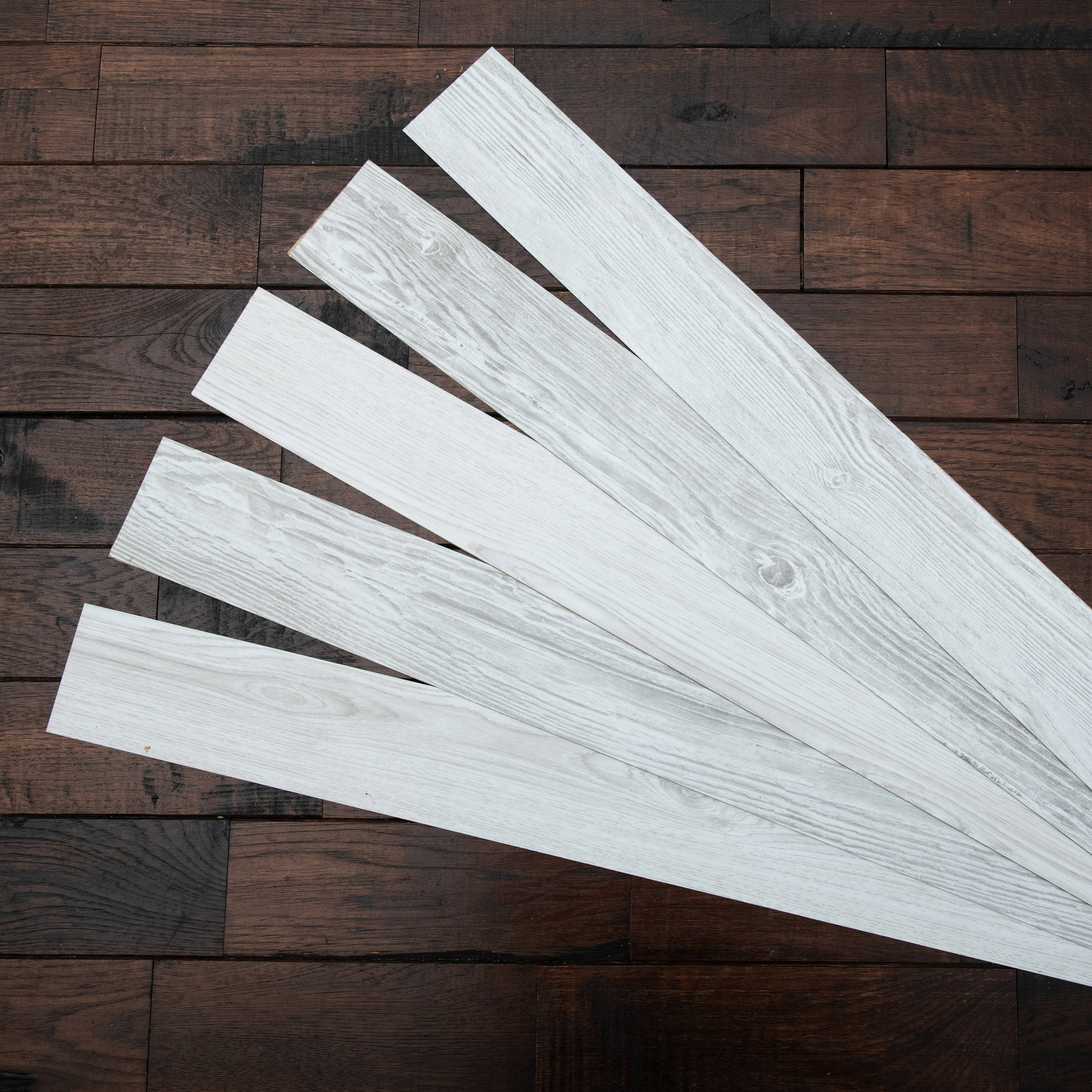 White Wash Narrow Peel and Stick Vinyl Wall Planks