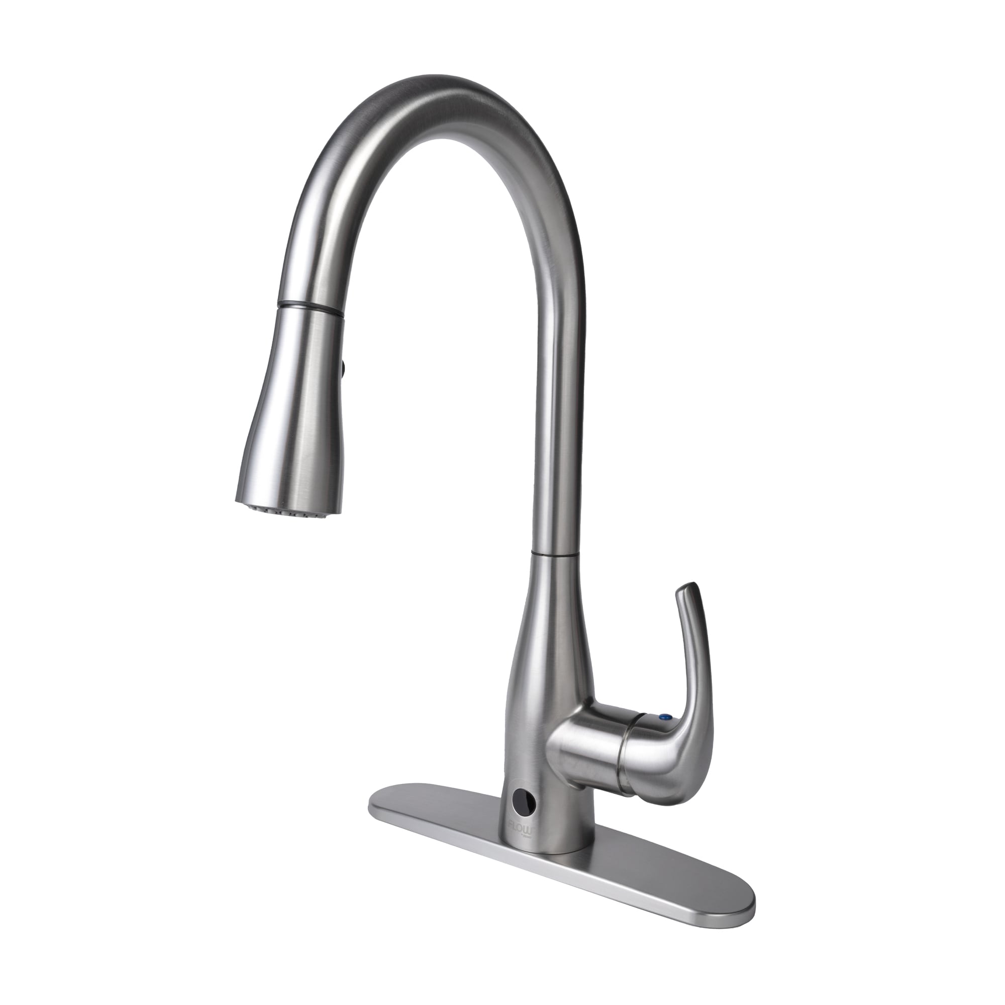 FLOW UB7000BN Brushed Nickel Single Handle Deck-mount Pull-down Kitchen Faucet with Sprayer ( Deck Plate Included )