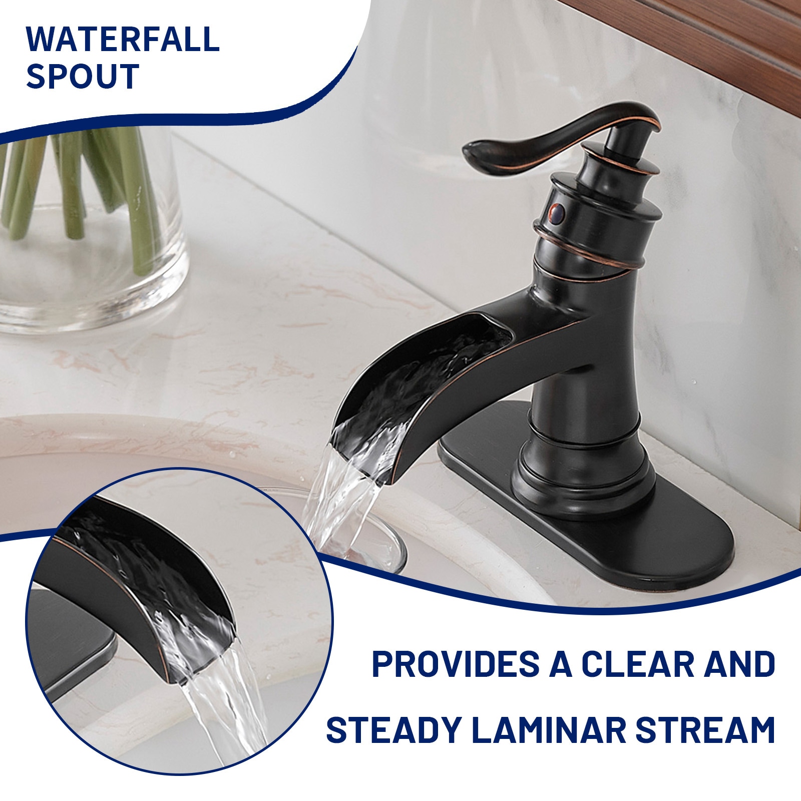 Oil Rubbed Bronze Single-Handle Waterfall Bathroom Faucet