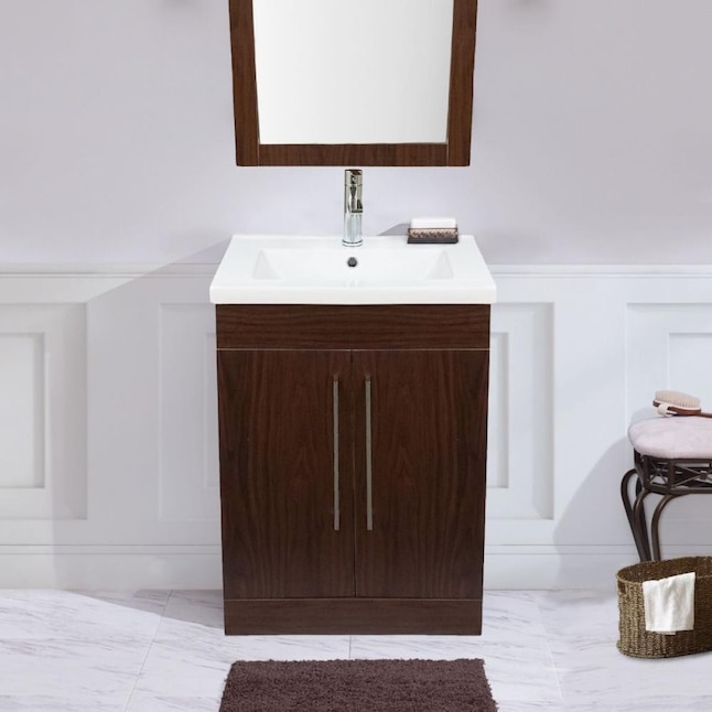 Dreamwerks 24 In Deep Peach Single Sink Bathroom Vanity With Porcelain Top The Vanities Tops Department At Com - 25 Inch Deep Bathroom Vanity Top