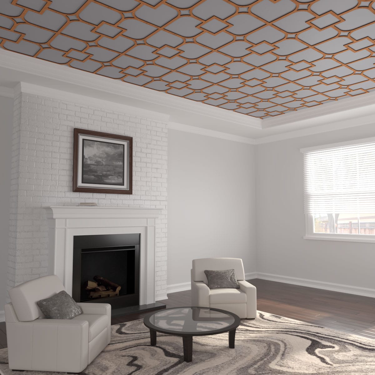 Ekena Millwork CELW39X39X0375OLVCH 39-in x 39-in Embossed Paintable/Stainable Wood Fretwork Wall Panel ( 10.54-sq ft )