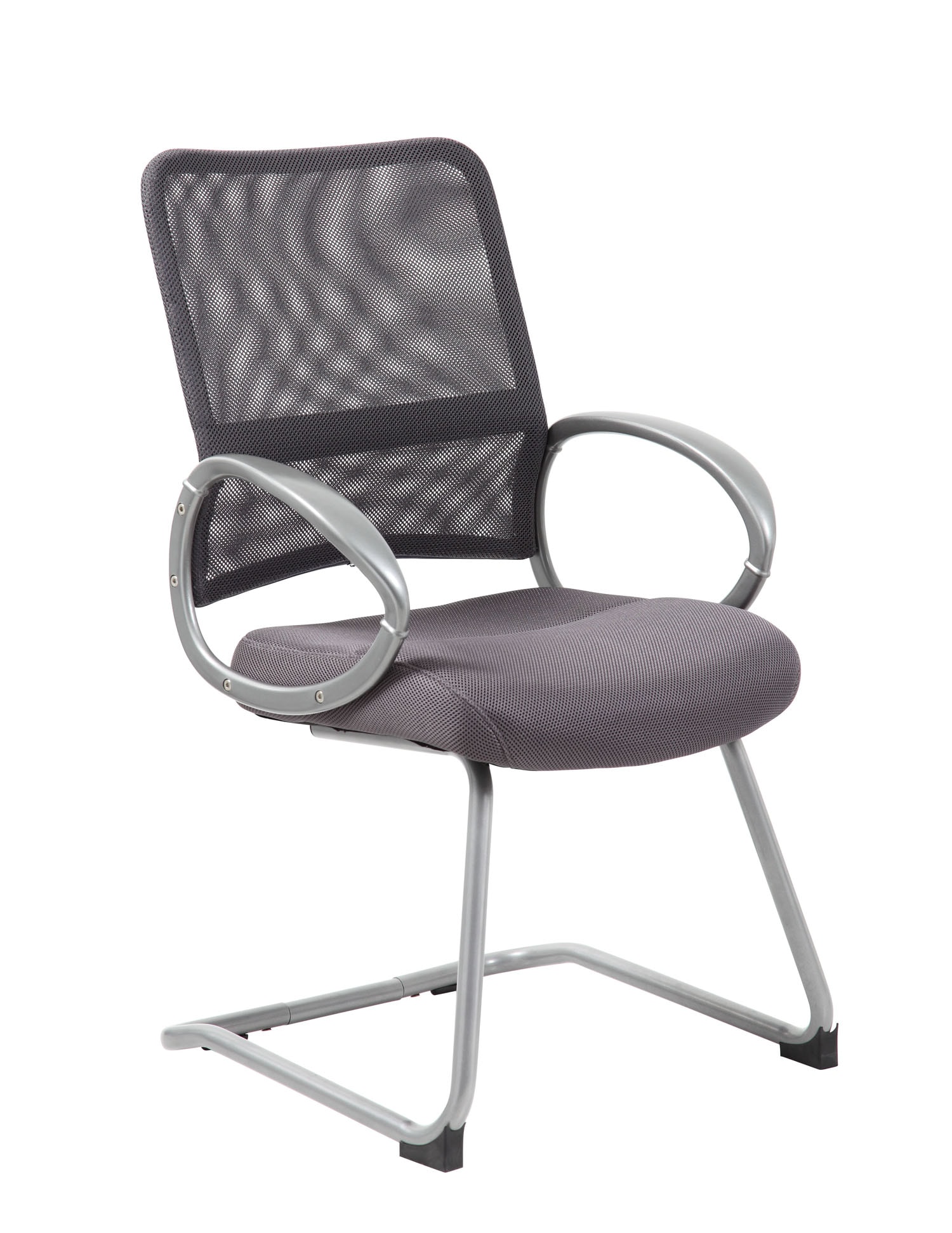 Charcoal Gray High Back Mesh Guest Chair with Pewter Metal Base