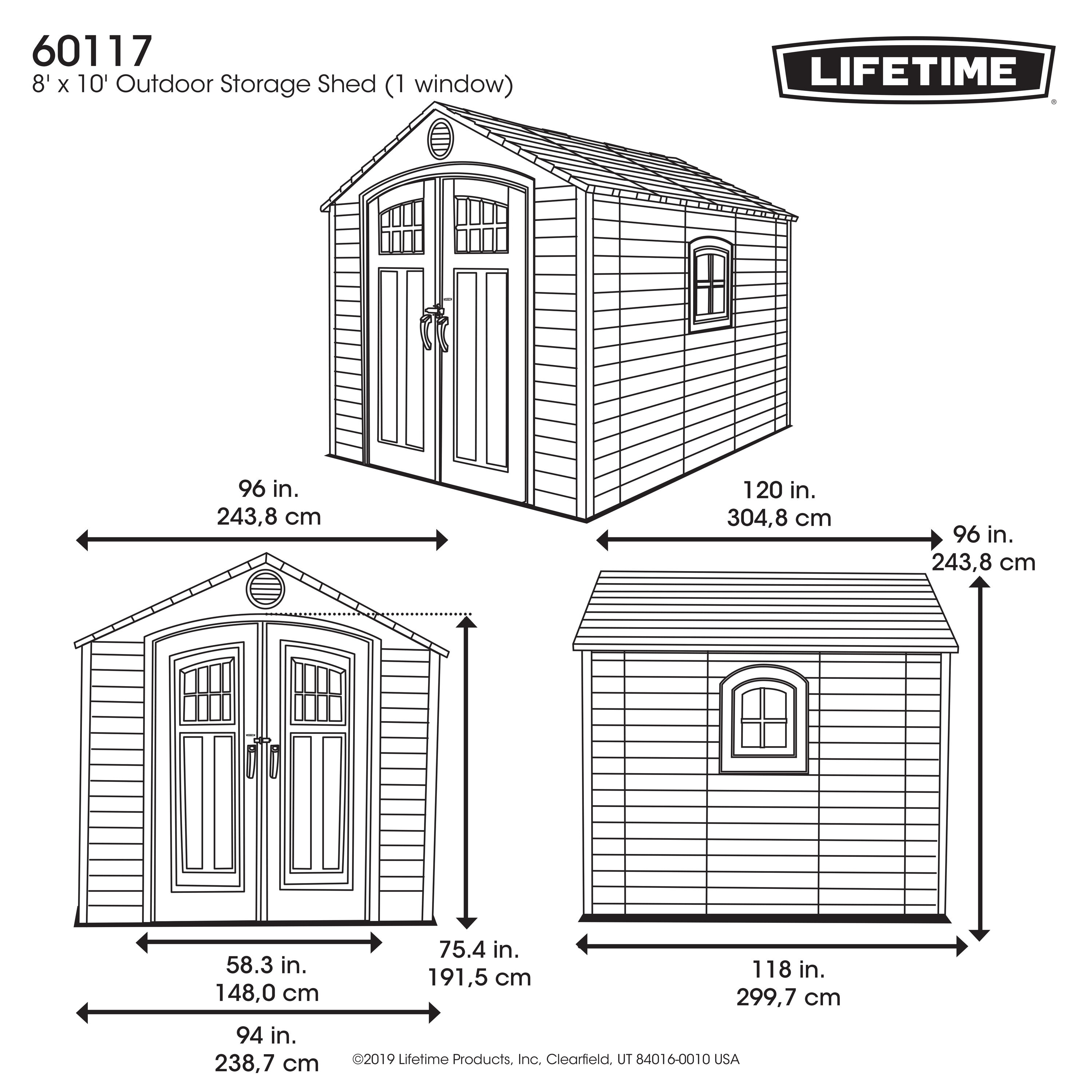 LIFETIME PRODUCTS 8-ft x 10-ft Lifetime Storage Shed Gable Resin Storage  Shed (Floor Included) in the Vinyl & Resin Storage Sheds department at