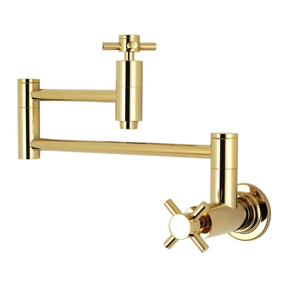 Kingston Brass WLKS8102DX Concord Polished Brass Double Handle Wall-mount Pot Filler Kitchen Faucet