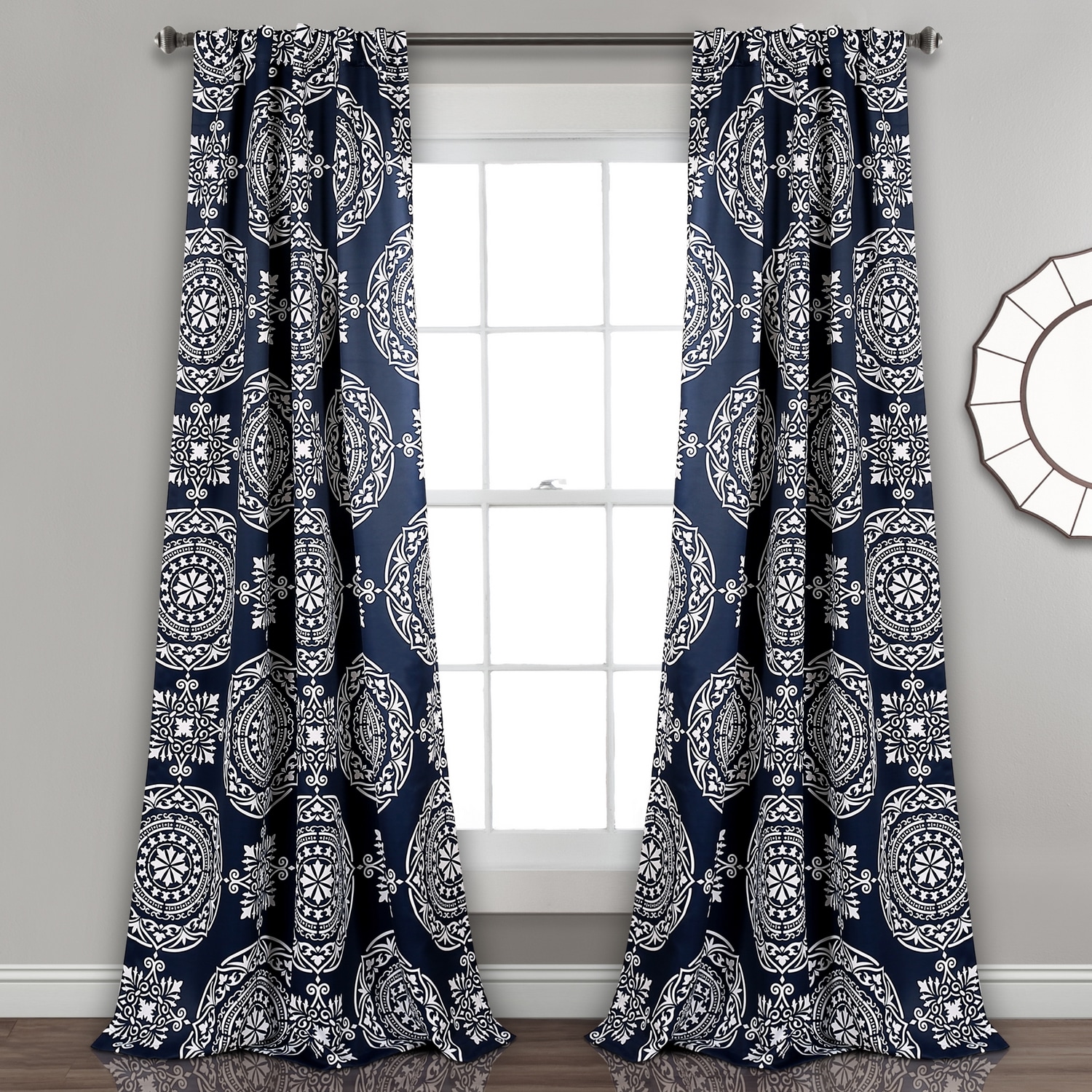 Lush Decor 16T007829 95-in Navy Light filtering Back tab Curtain panel pair