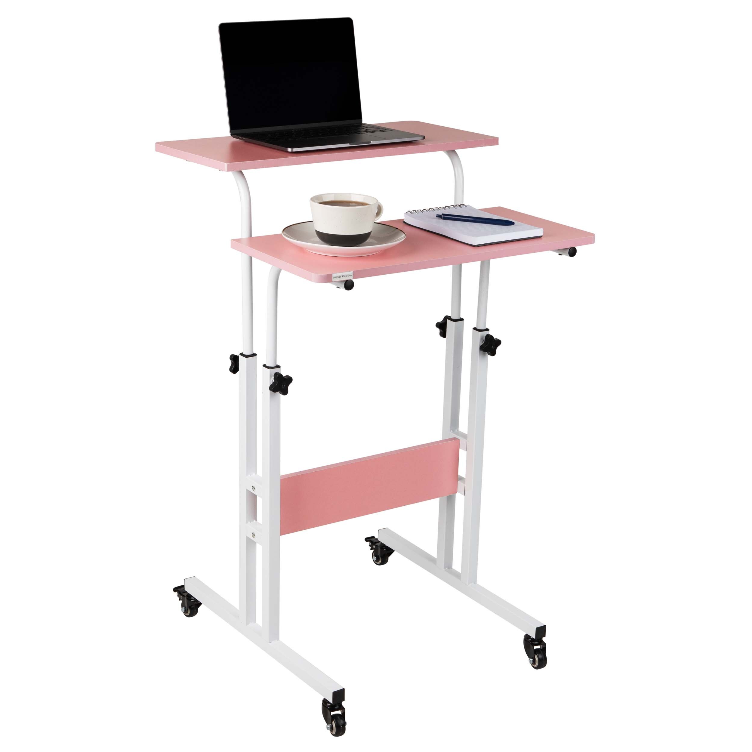 Mind Reader SDROLL-PNK 21.5-Inches Pink Traditional Standing desk